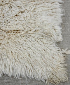 Turkish Flokati Natural Undyed Wool Rug Midcentury