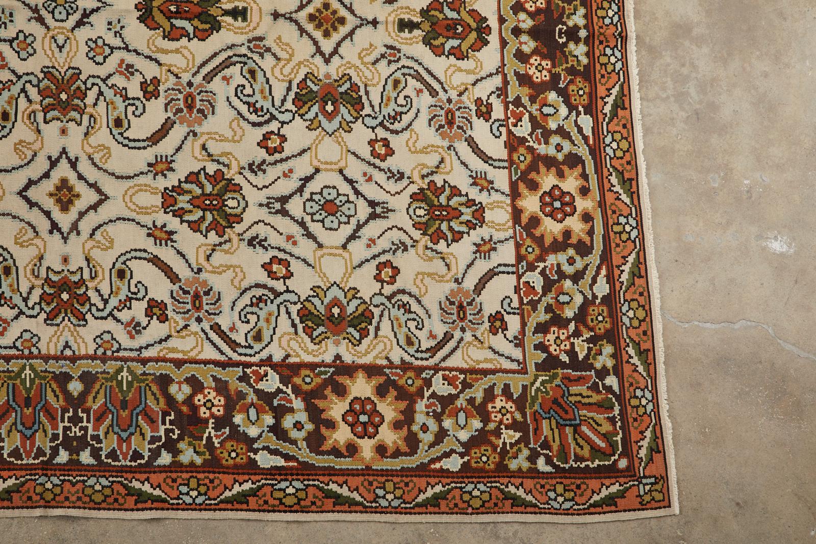 Wool Midcentury Turkish Floral Thracian Kilim For Sale