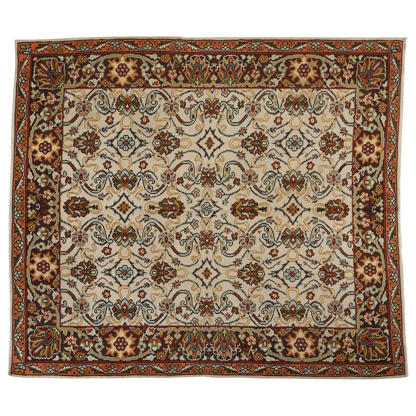 Midcentury Turkish Floral Thracian Kilim For Sale