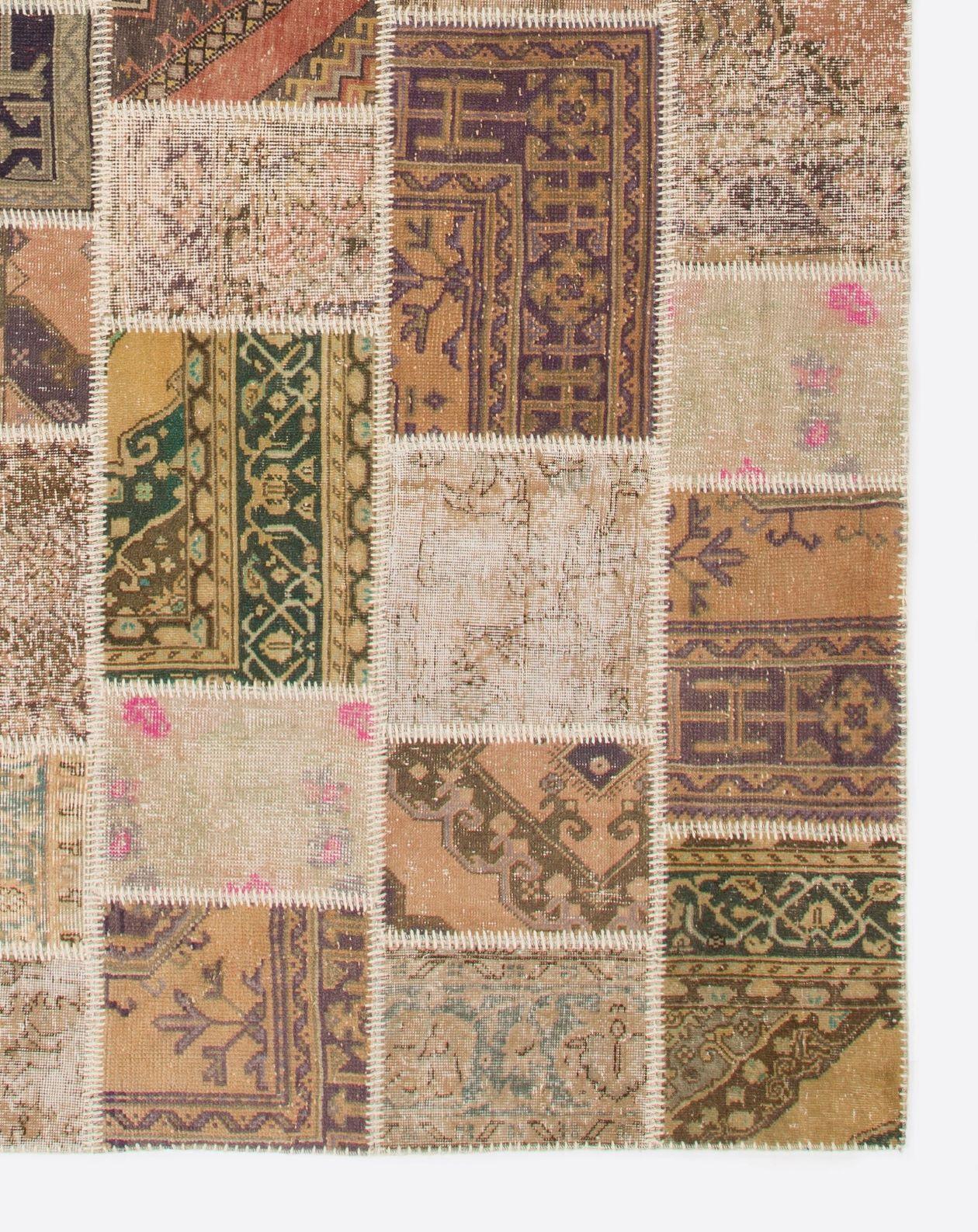 Hand-Woven Handmade Turkish Oushak Patchwork Rug Reimagined, Custom Options Available For Sale