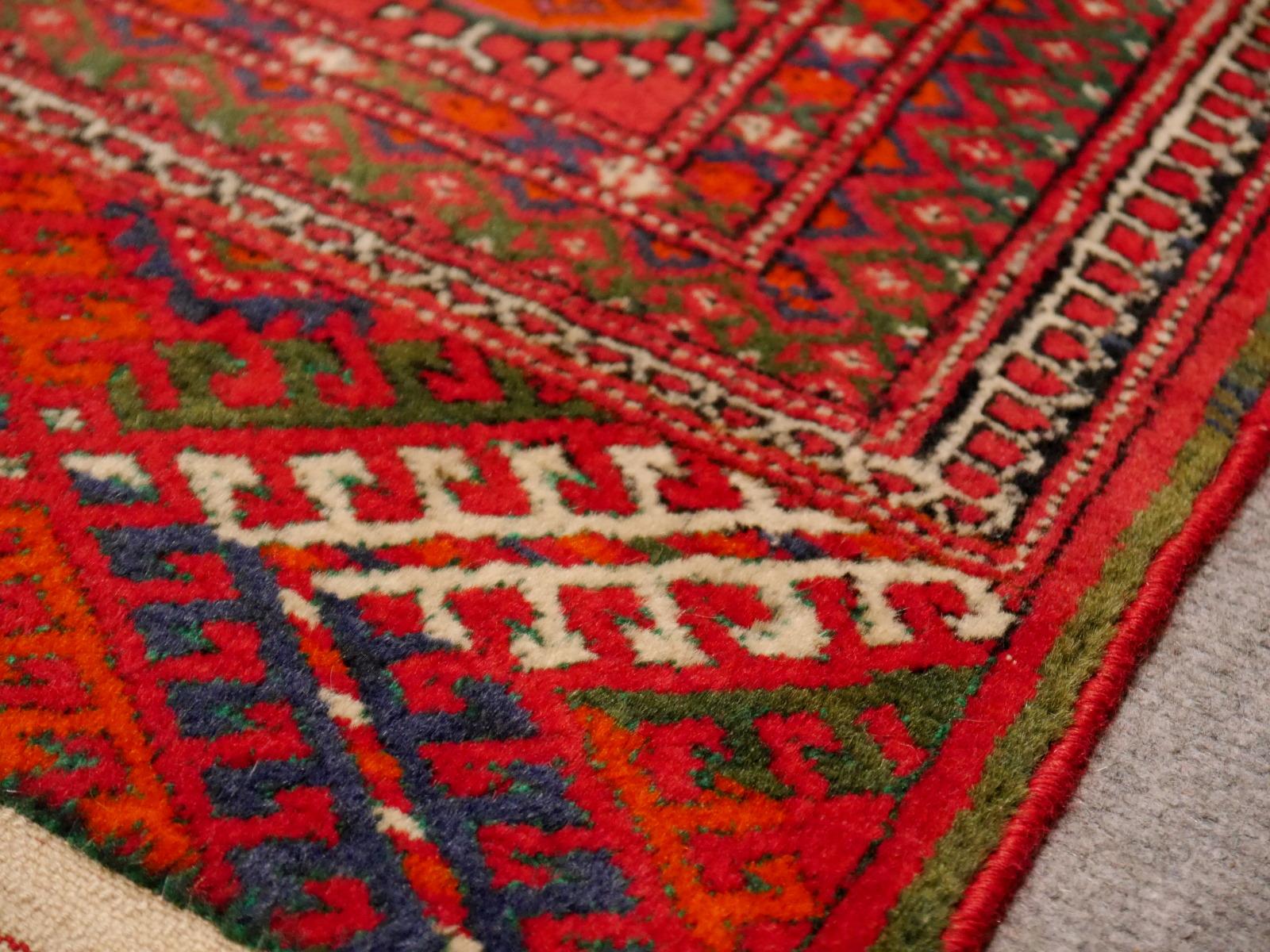 Midcentury Turkman Bokhara Tekke Tribal Persian Rug hand knotted in Turkmenistan 1