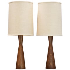 Midcentury Turned Hourglass-Form Table Lamps