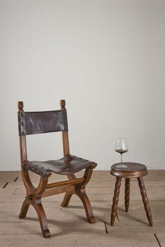 Mid century turned leg wooden stool side table