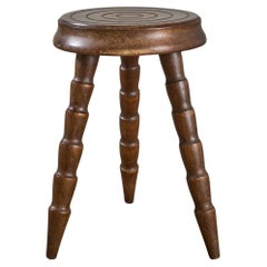 Mid century turned leg wooden stool side table