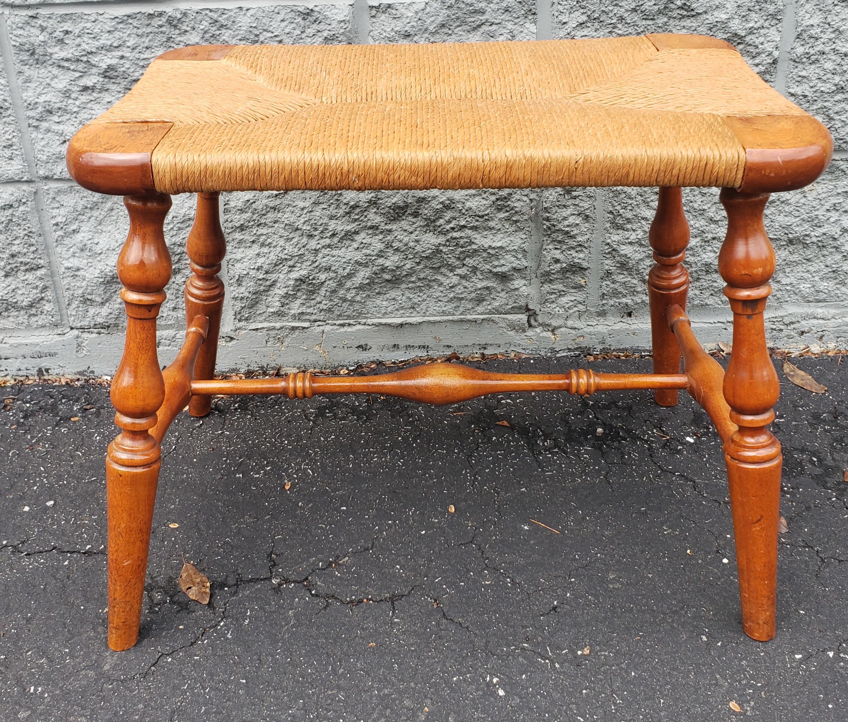 Woodwork Midcentury Turned Maple and Seat Seat Bench For Sale