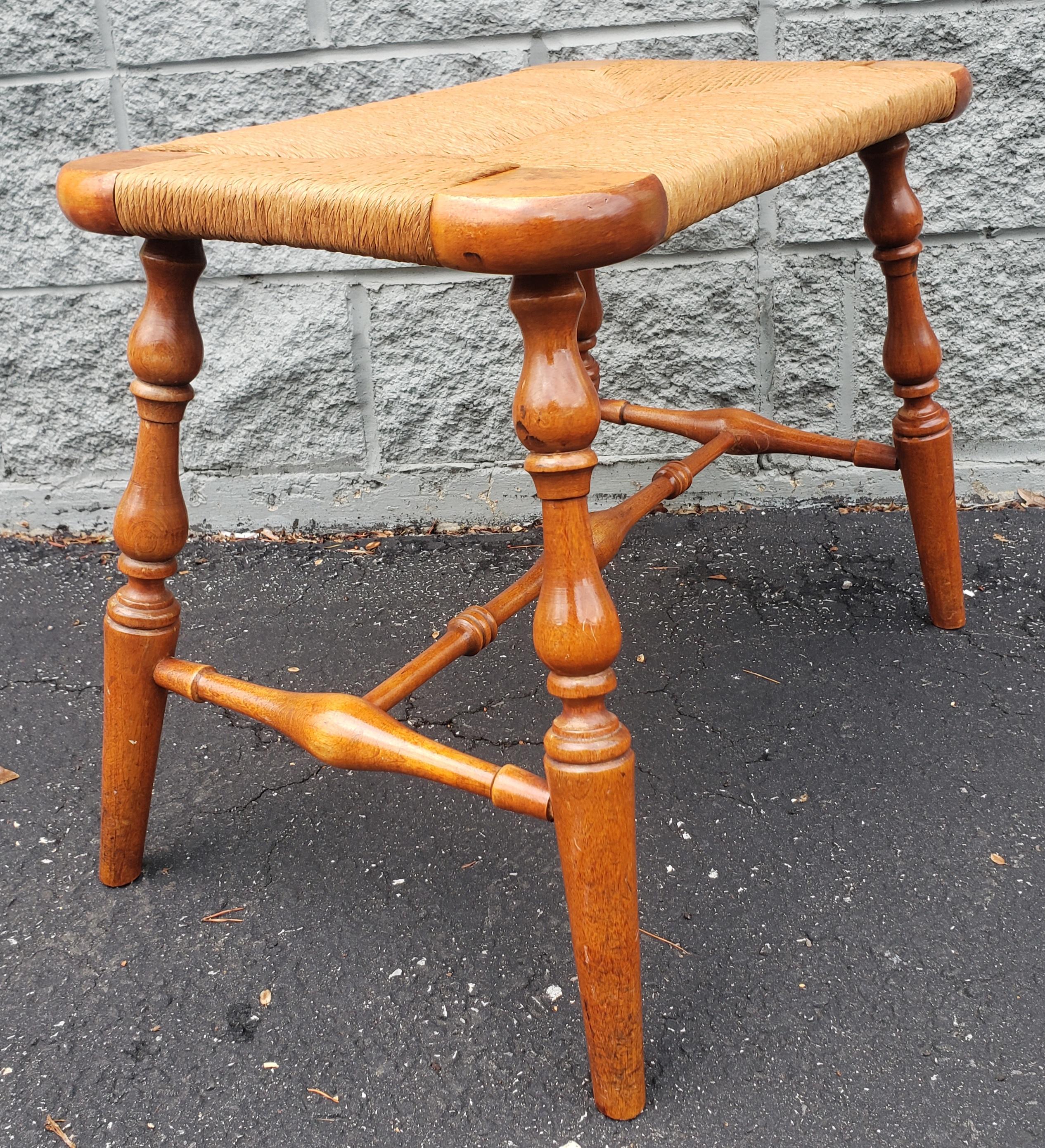 20th Century Midcentury Turned Maple and Seat Seat Bench For Sale