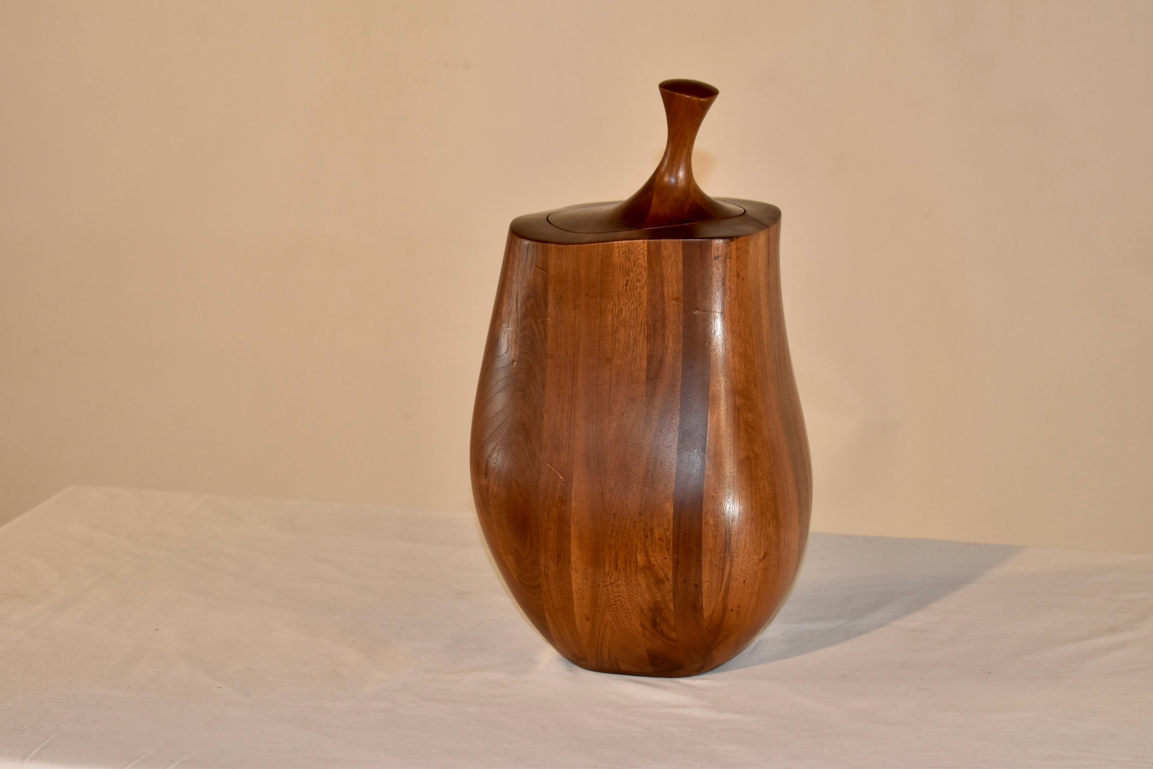 Mahogany Mid-Century Turned Treen Jar, Circa 1960 For Sale