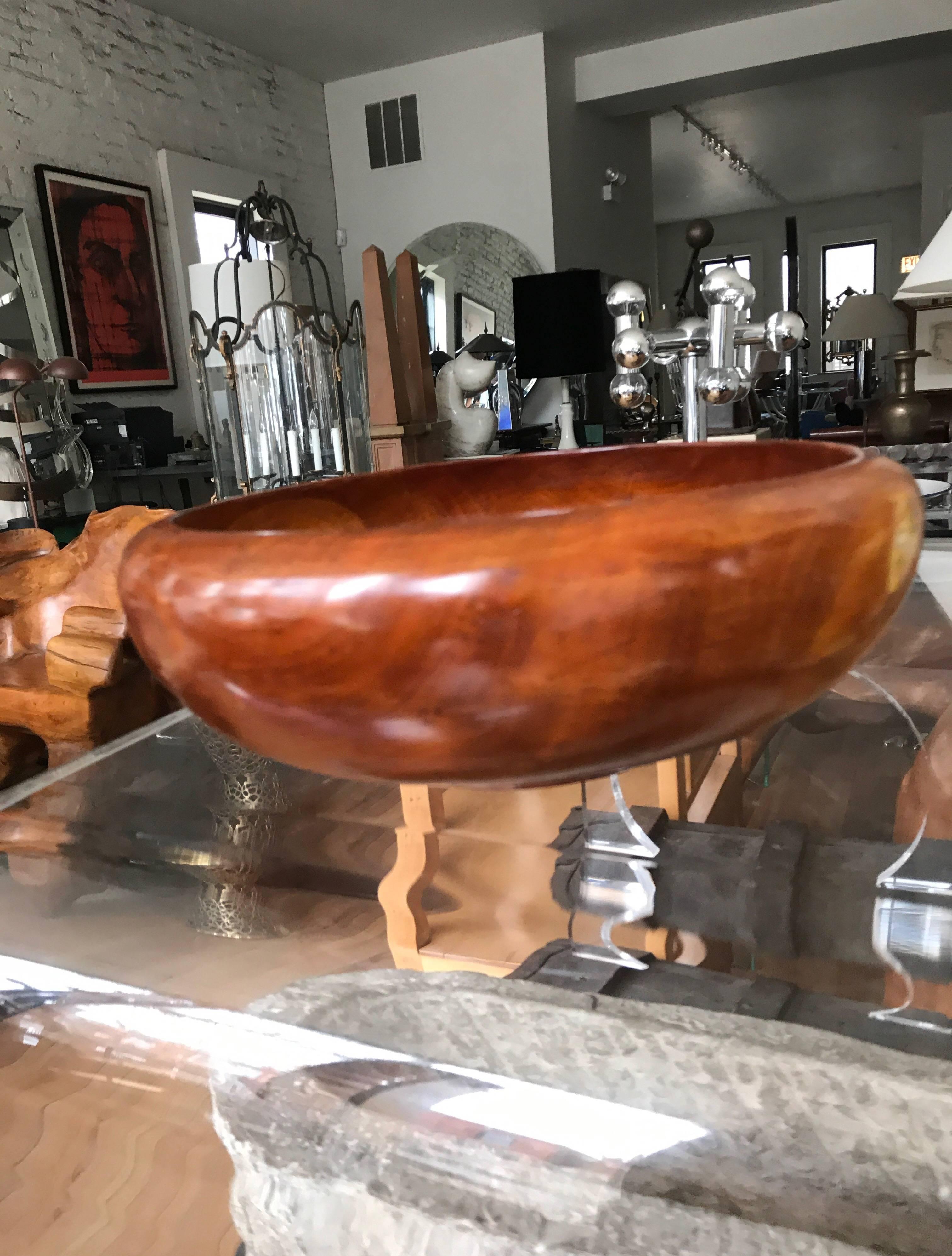 Midcentury Turned Wood Centrepiece Bowl 1