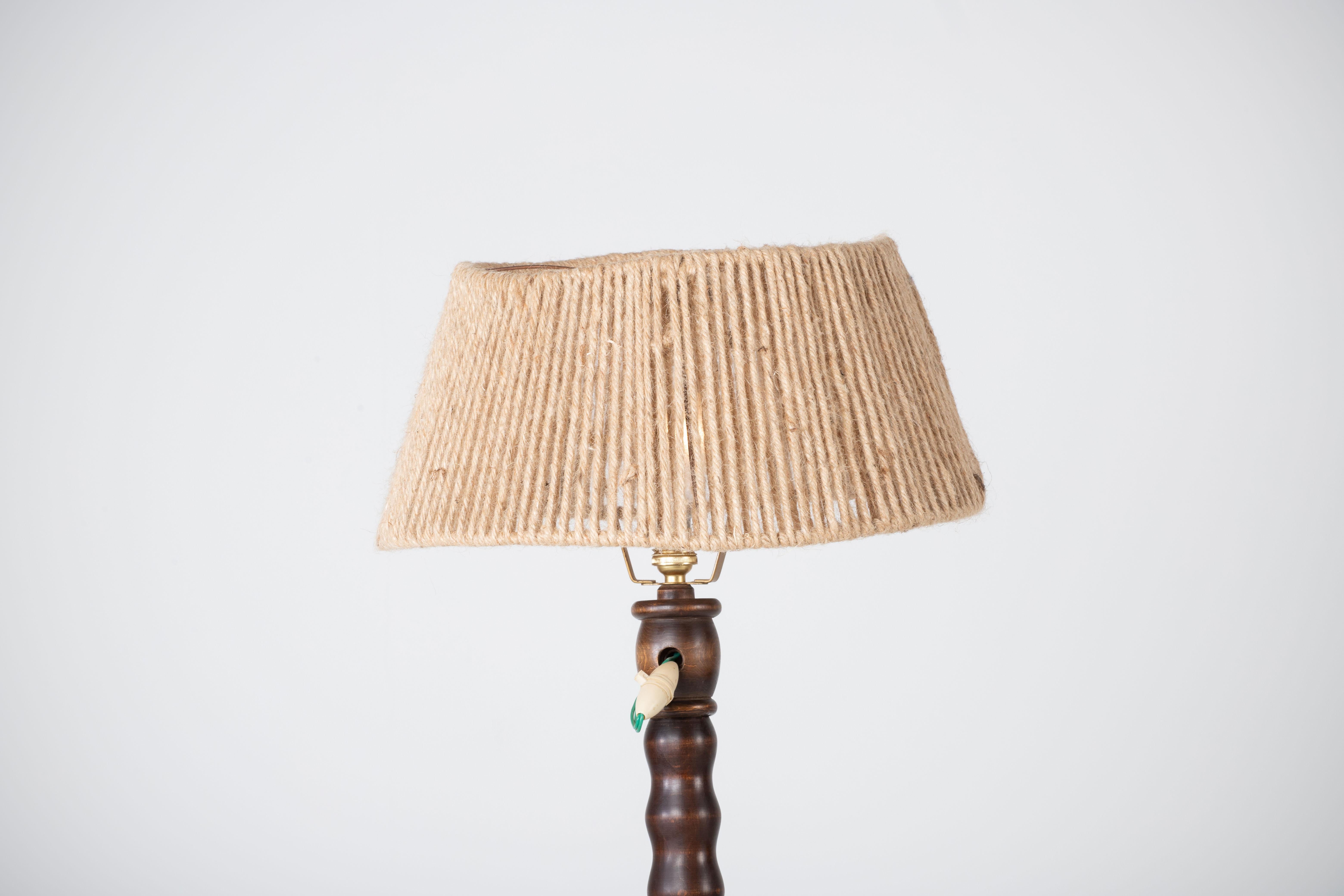 Mid-Century Modern Mid-Century Turned Wood Floor Lamp, France, 1950 For Sale