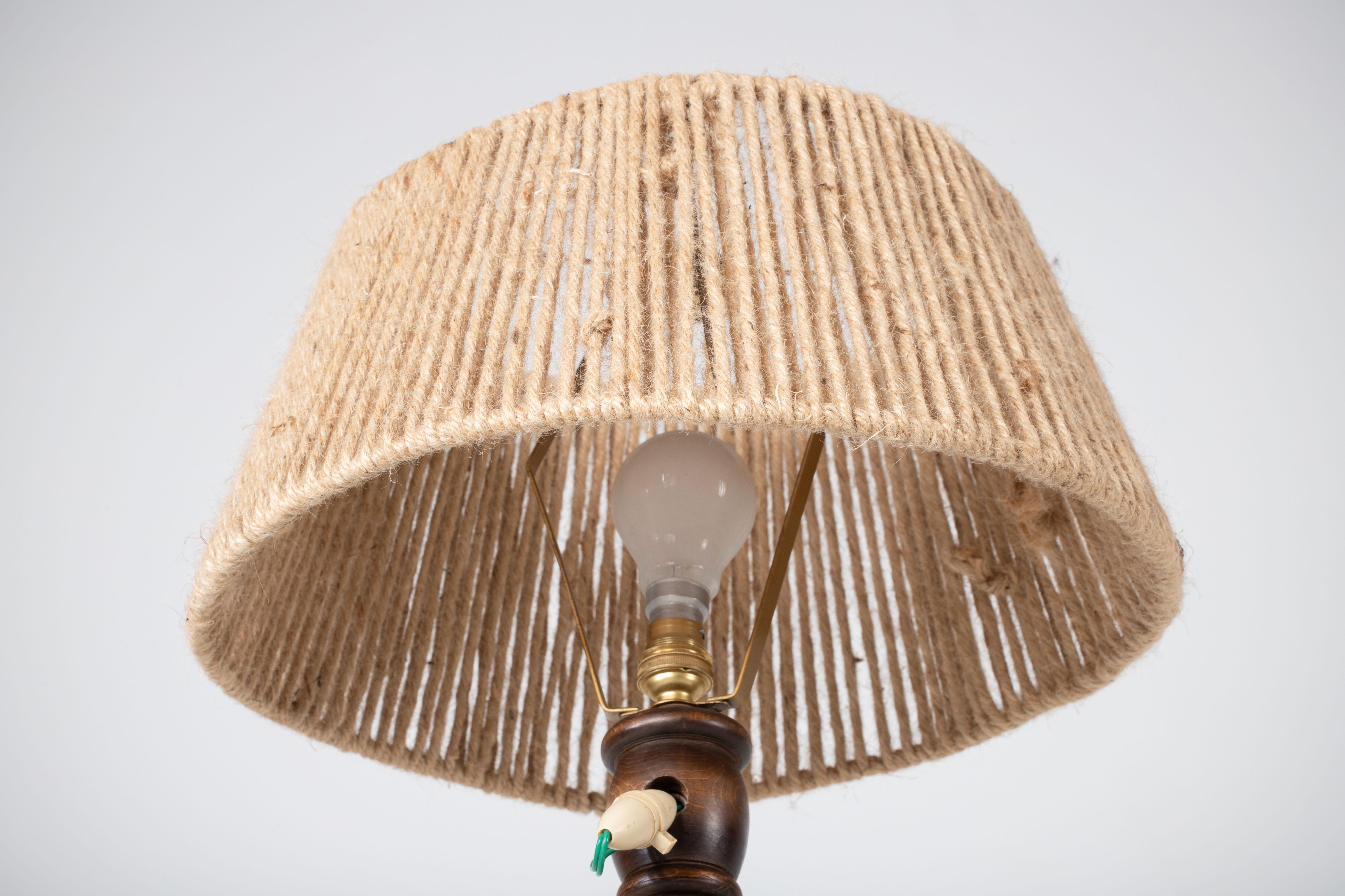 Mid-20th Century Mid-Century Turned Wood Floor Lamp, France, 1950 For Sale