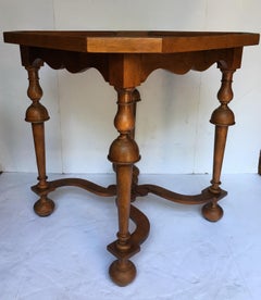 Midcentury Turned Wood Geometric Octagon Side End Table by Baker Furniture