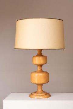 Lampada da tavolo in legno tornito di metà secolo - Lampada da tavolo francese in legno di bosso alta 24" - Anni '60
