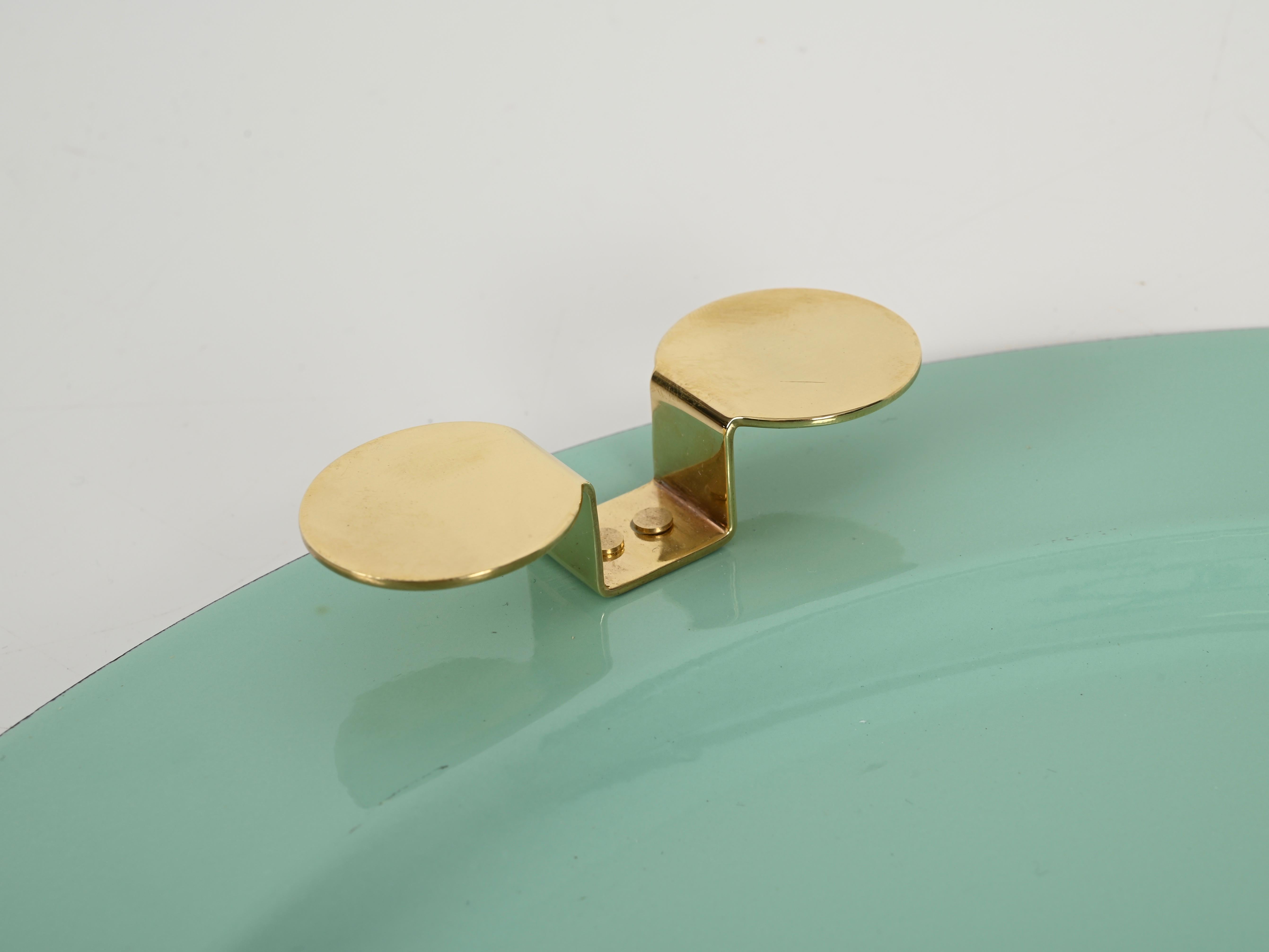 Mid-Century Turquoise and Brass Tray by A. Pozzi for Padova Argenti, Italy 1970s For Sale 4