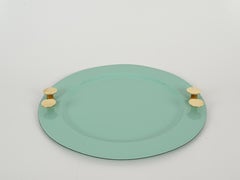 Vassoio di metà secolo in turchese e ottone di A. Pozzi per Padova Argenti, Italia, anni '70