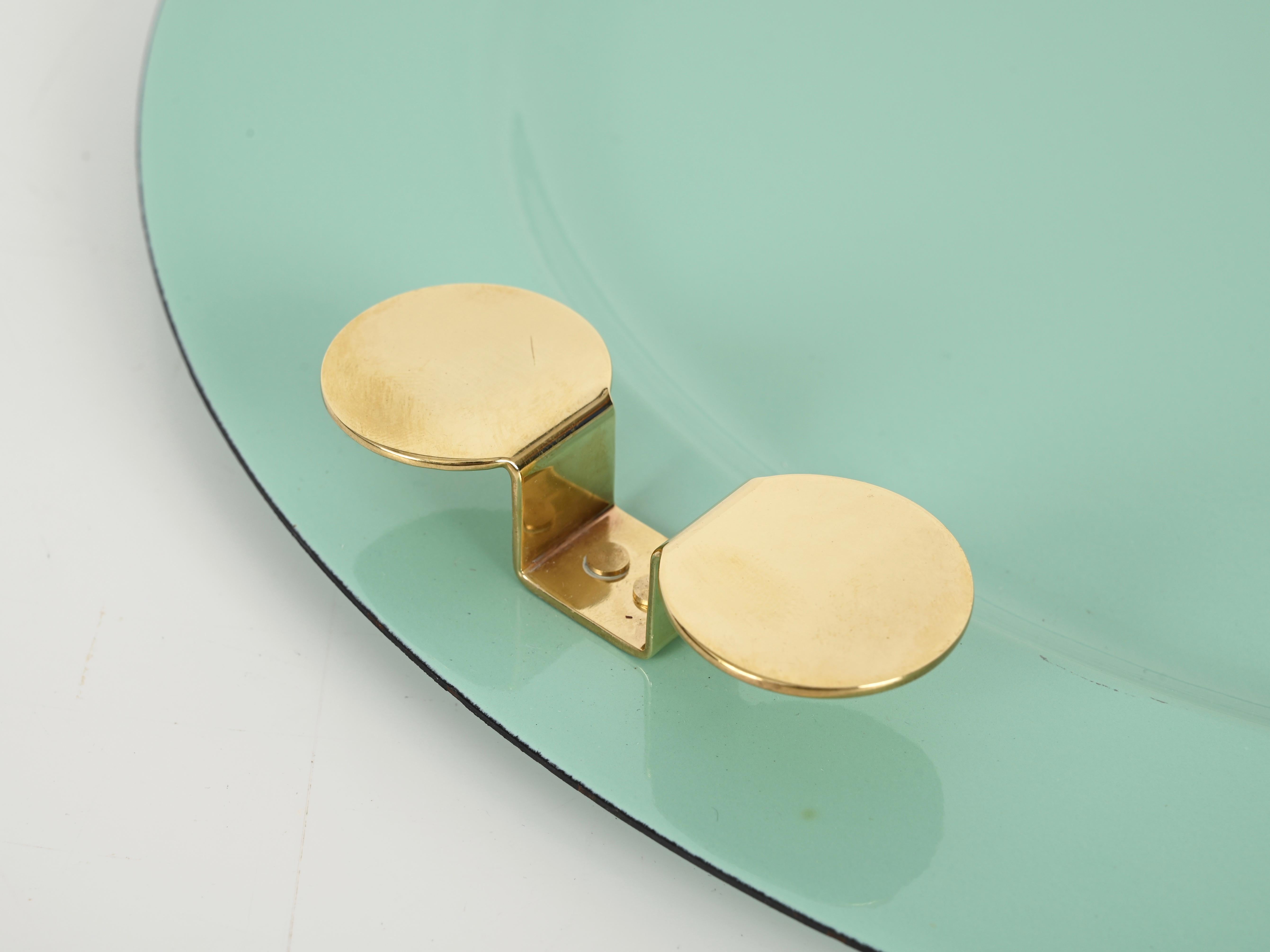 Mid-Century Turquoise and Brass Tray by A. Pozzi for Padova Argenti, Italy 1970s In Good Condition For Sale In Roma, IT