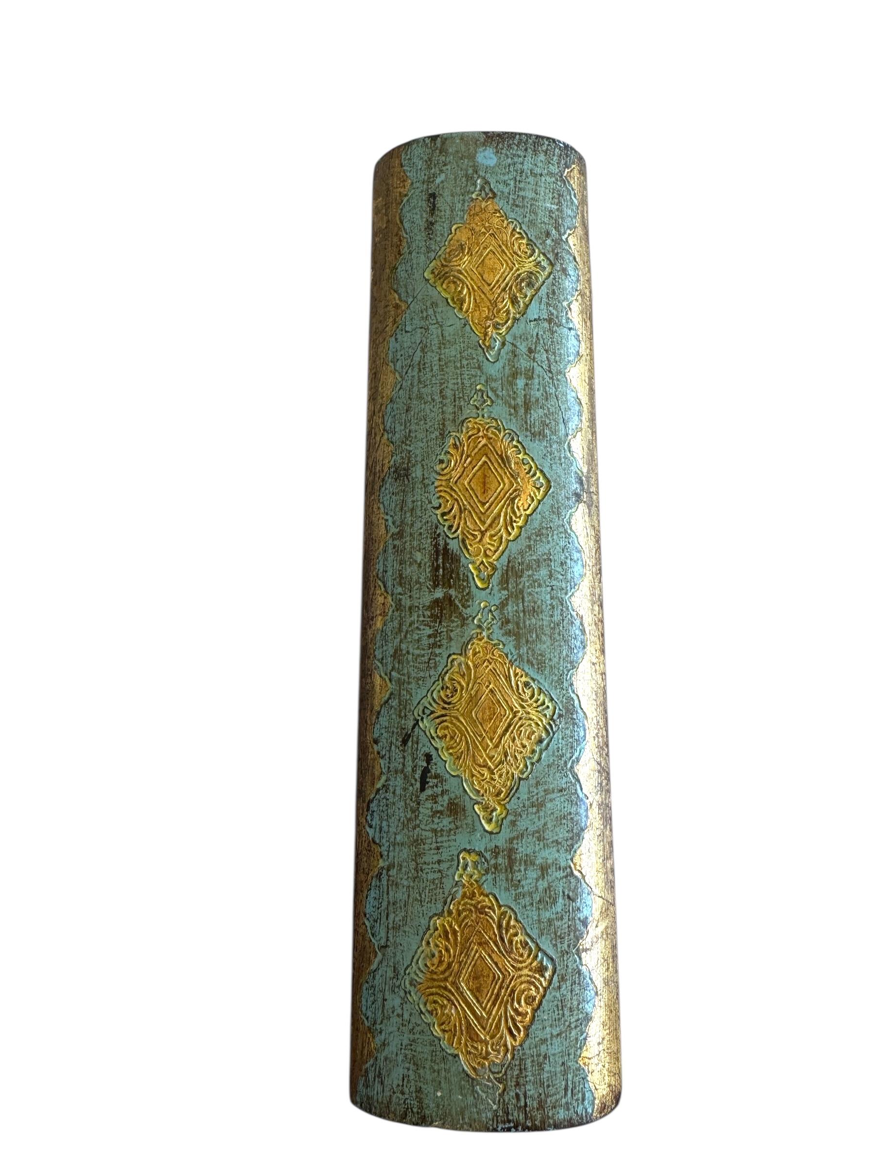 Boîte à livres Florentine du milieu du siècle en turquoise et or Bon état - En vente à Clearwater, FL