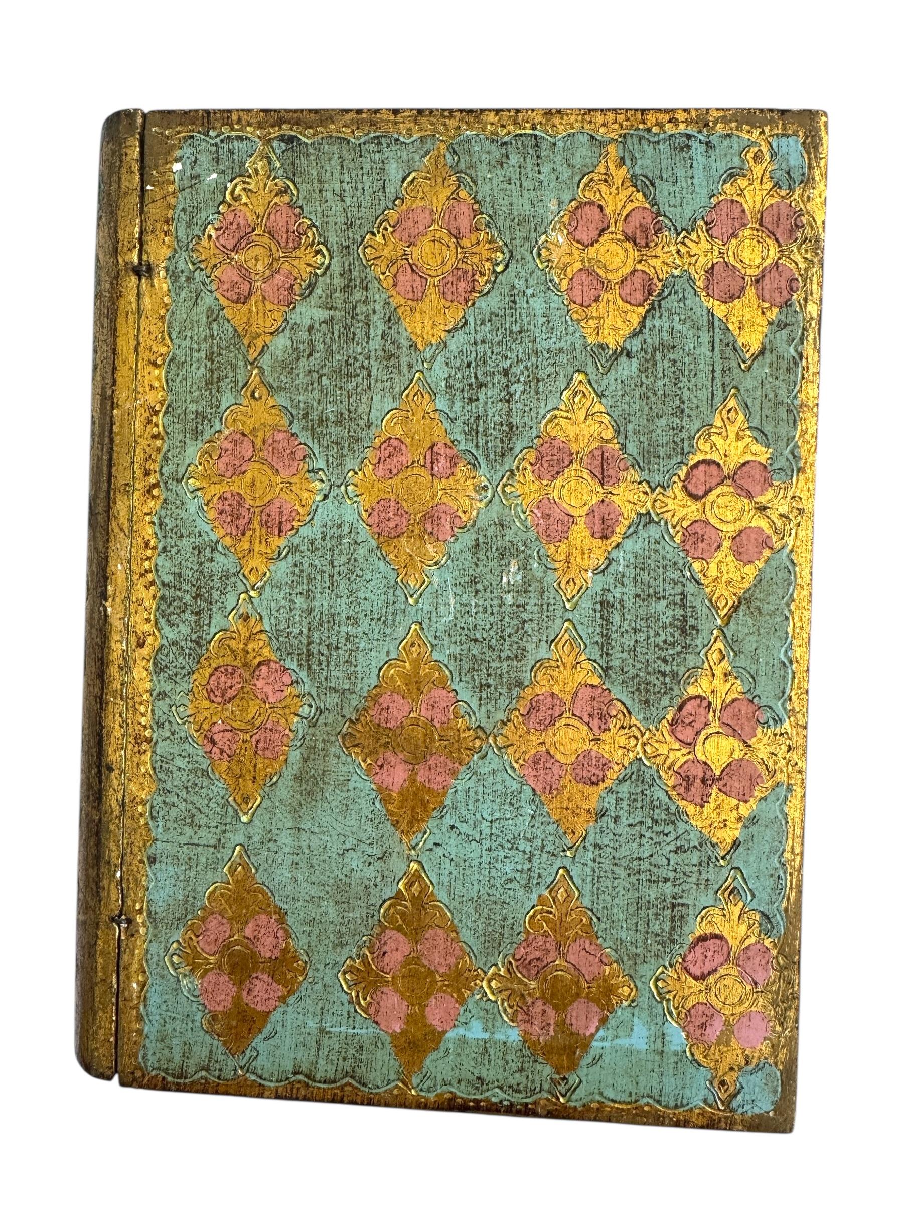 Fin du 20e siècle Boîte à livres Florentine du milieu du siècle en turquoise et or en vente