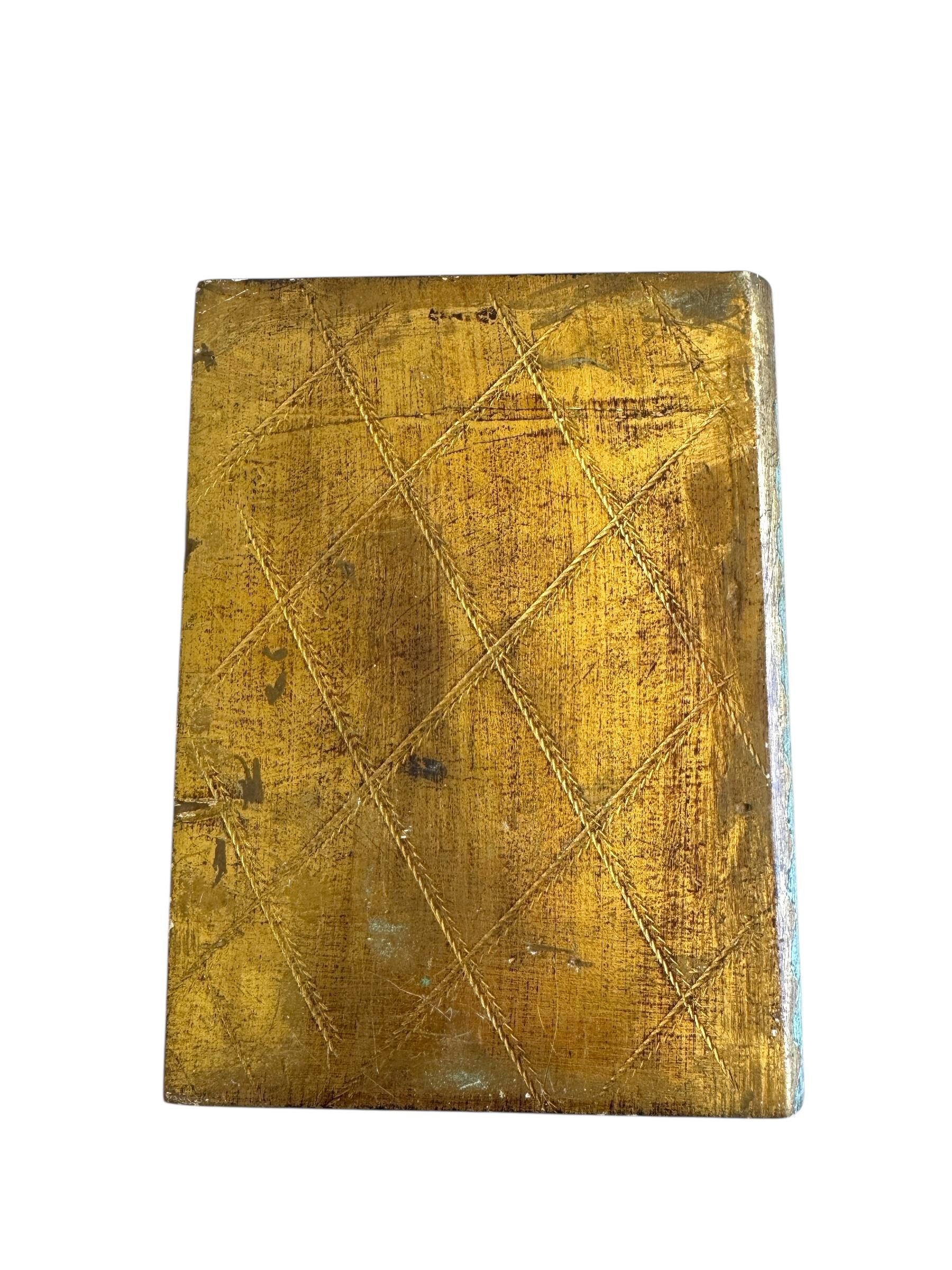 Boîte à livres Florentine du milieu du siècle en turquoise et or en vente 3