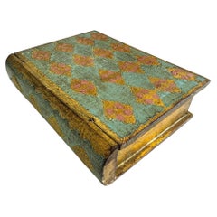 Boîte à livres Florentine du milieu du siècle en turquoise et or