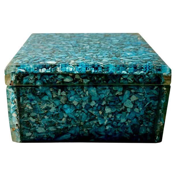 Mid Century Turquoise Box For Sale at 1stDibs