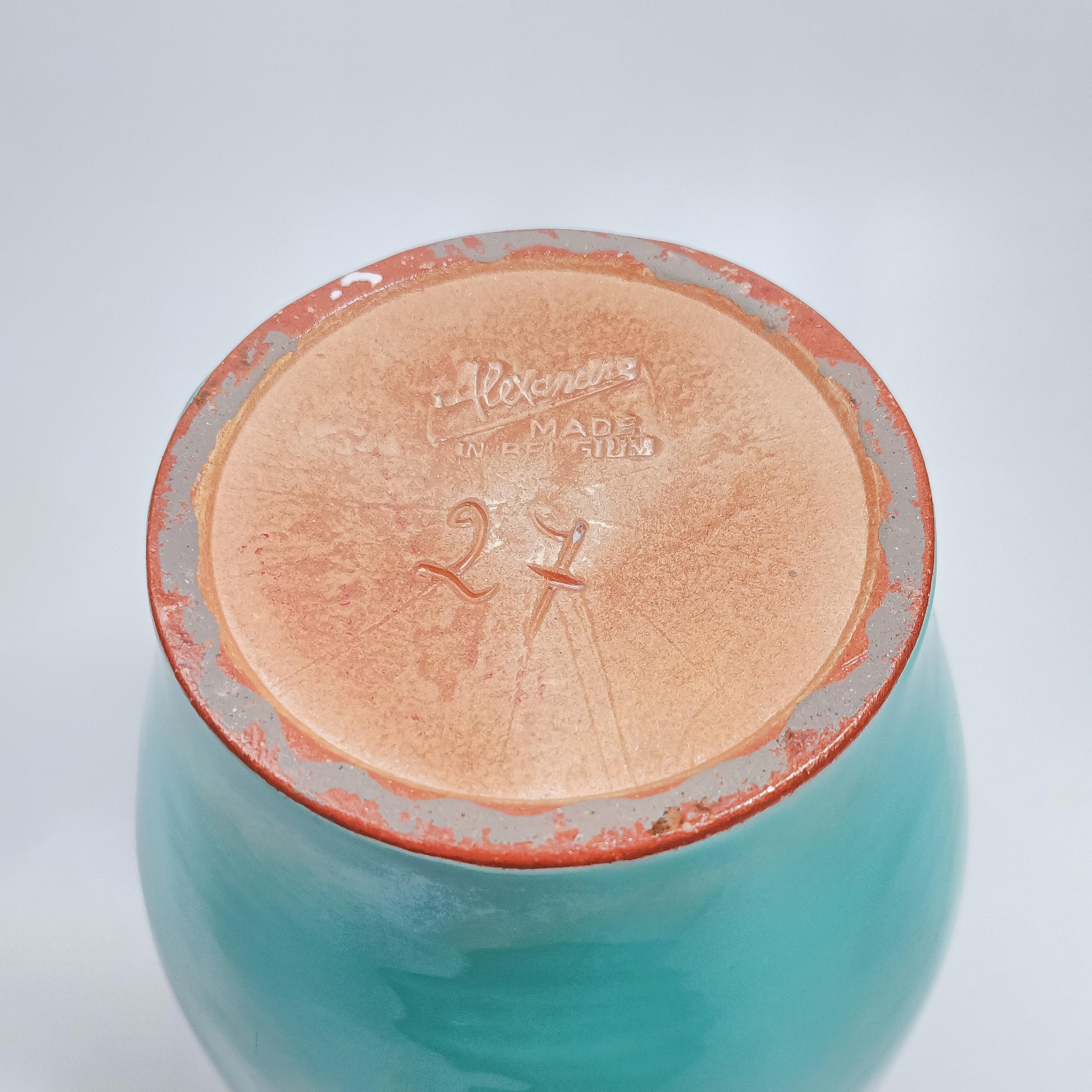 XX secolo Mid-Century Turquoise Ceramic Vase by Alexandre de Wemmel, Belgium, 1950s in vendita