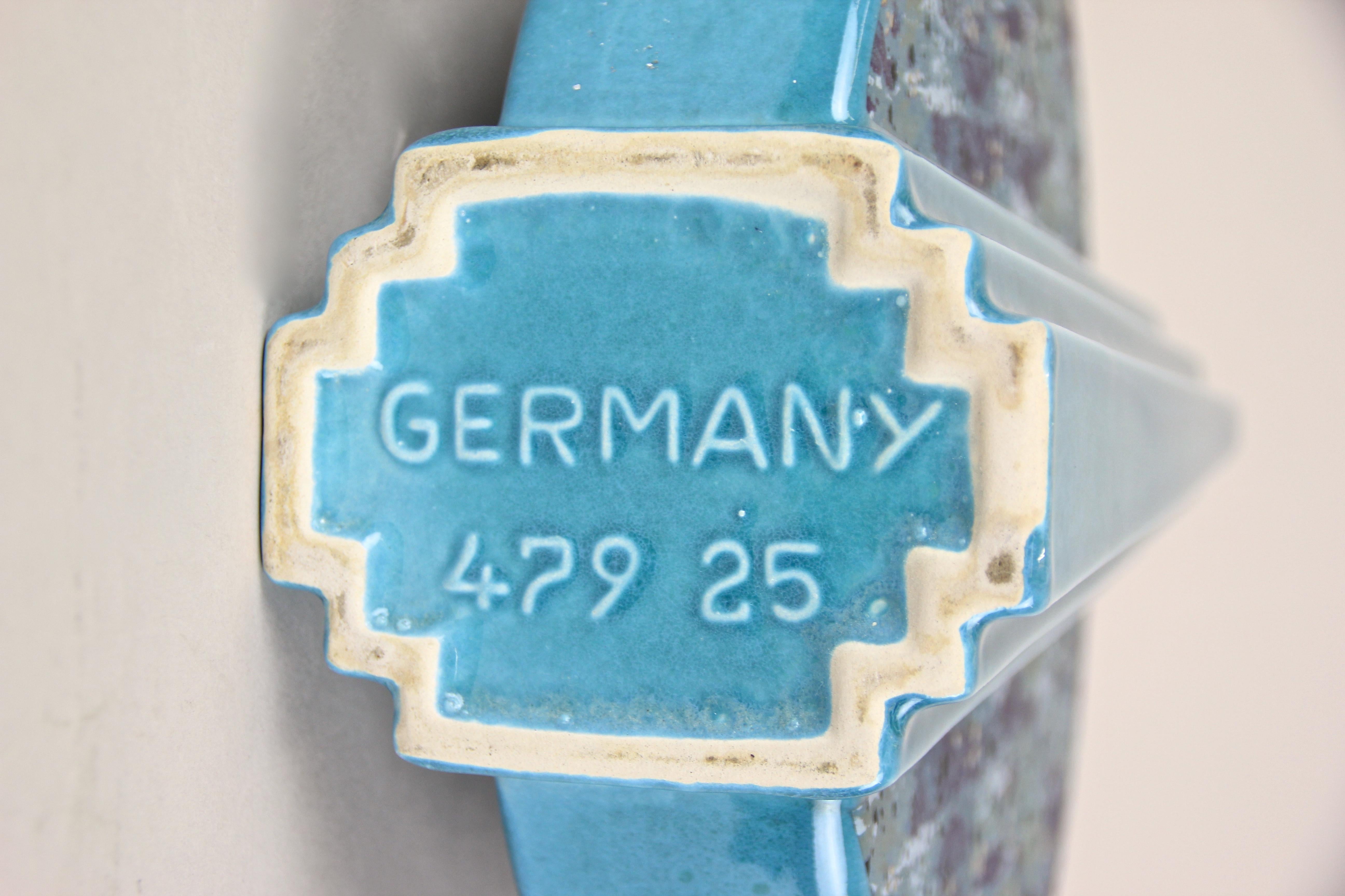 Midcentury Turquoise Ceramic Vase Glazed, Germany, circa 1950 10