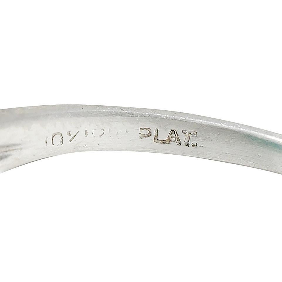 Anello da cocktail a farfalla vintage in platino con diamante turchese di metà secolo in vendita 1