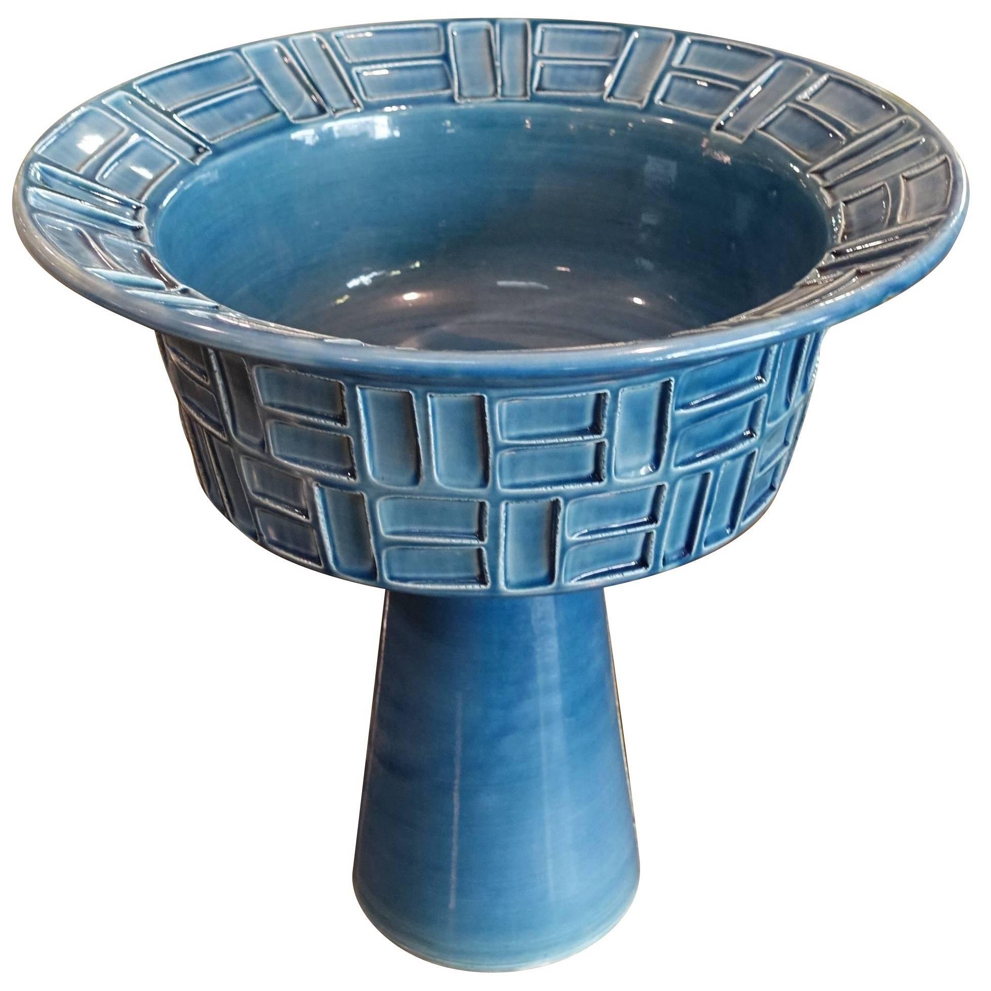 Midcentury Turquoise Footed Bowl, Italy
