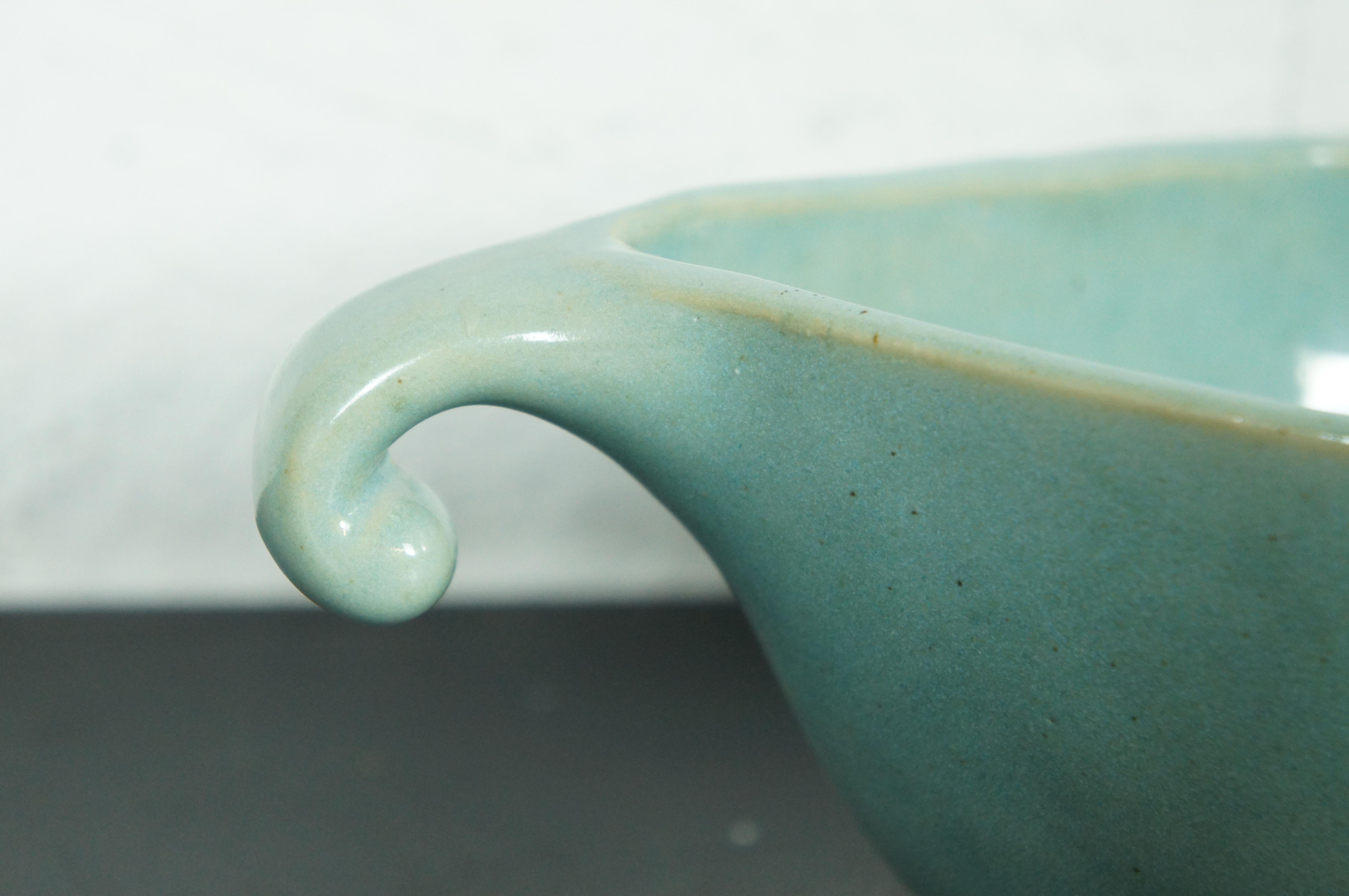 Ceramic Mid Century Turquoise Glaze Pottery Planter Jardiniere Cachepot Centerpiece Bowl