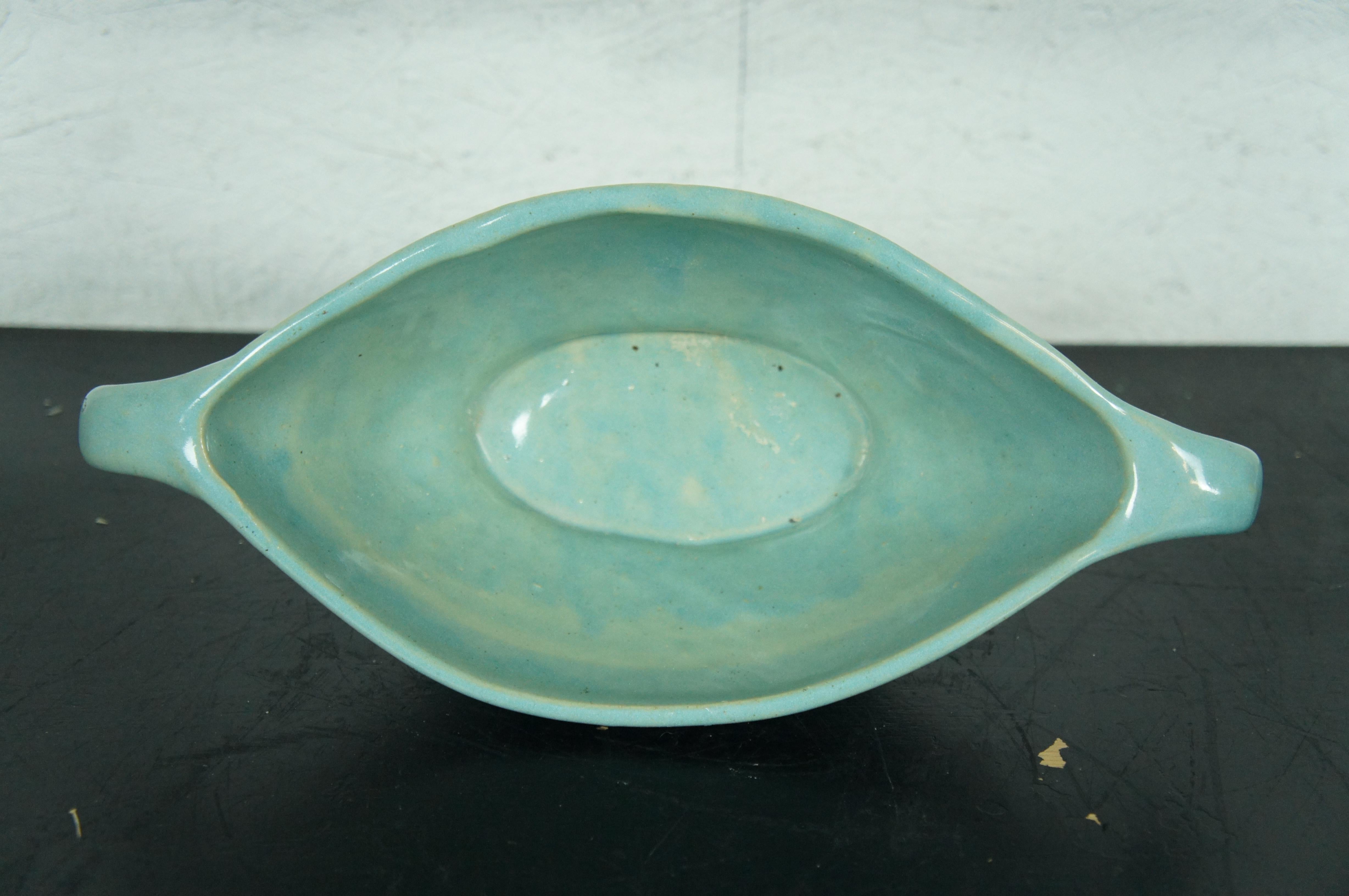 Mid Century Turquoise Glaze Pottery Planter Jardiniere Cachepot Centerpiece Bowl 1