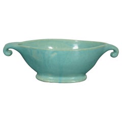 Mid Century Turquoise Glaze Pottery Planter Jardiniere Cachepot Centerpiece Bowl