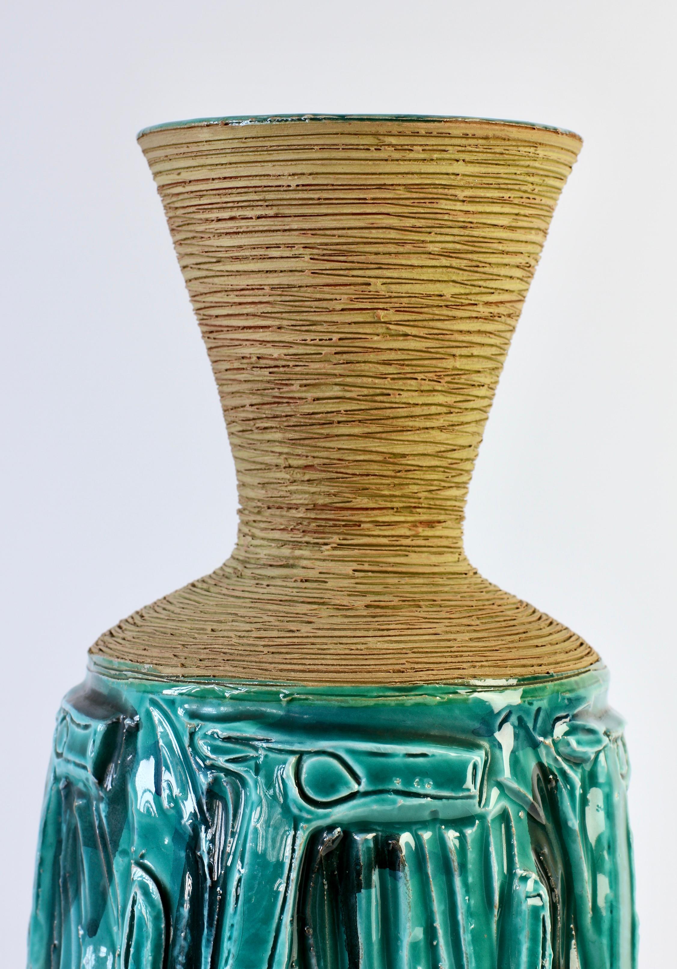 Midcentury Turquoise Italian Ceramic Vase by Fratelli Fanciullacci, circa 1960 For Sale 1