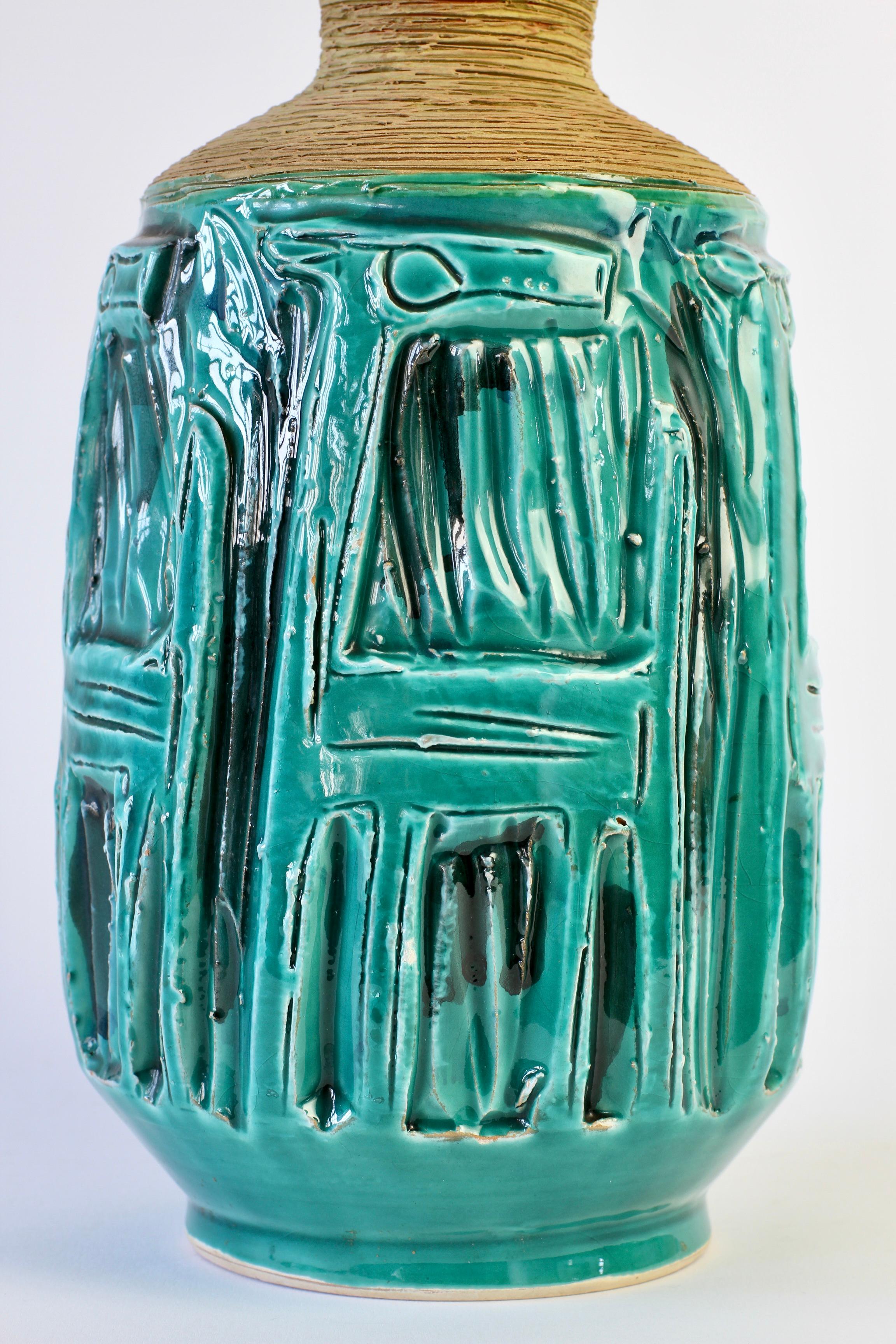Vase en céramique italienne turquoise du milieu du siècle par Fratelli Fanciullacci, vers 1960 en vente 5