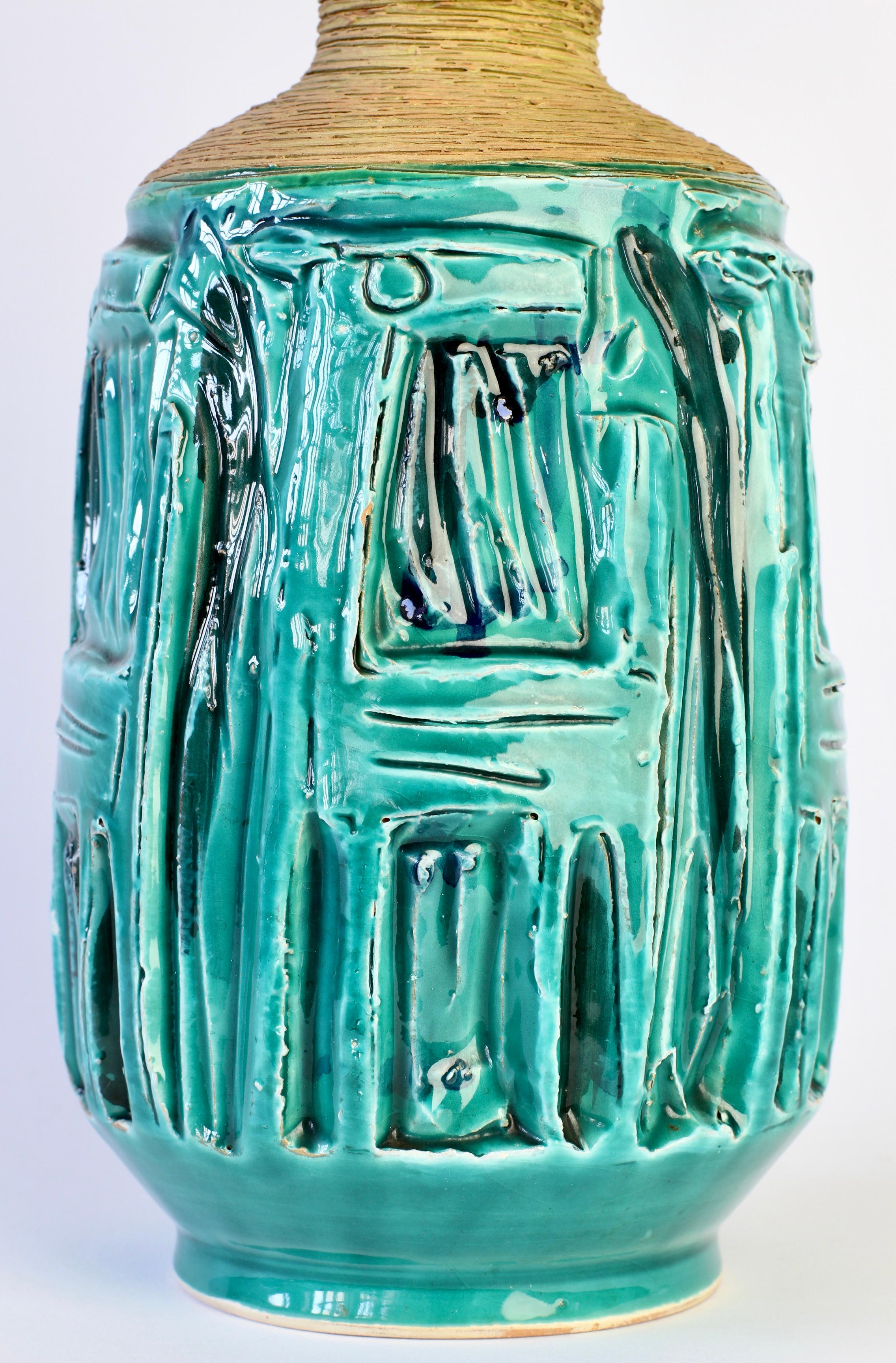 Midcentury Turquoise Italian Ceramic Vase by Fratelli Fanciullacci, circa 1960 For Sale 3