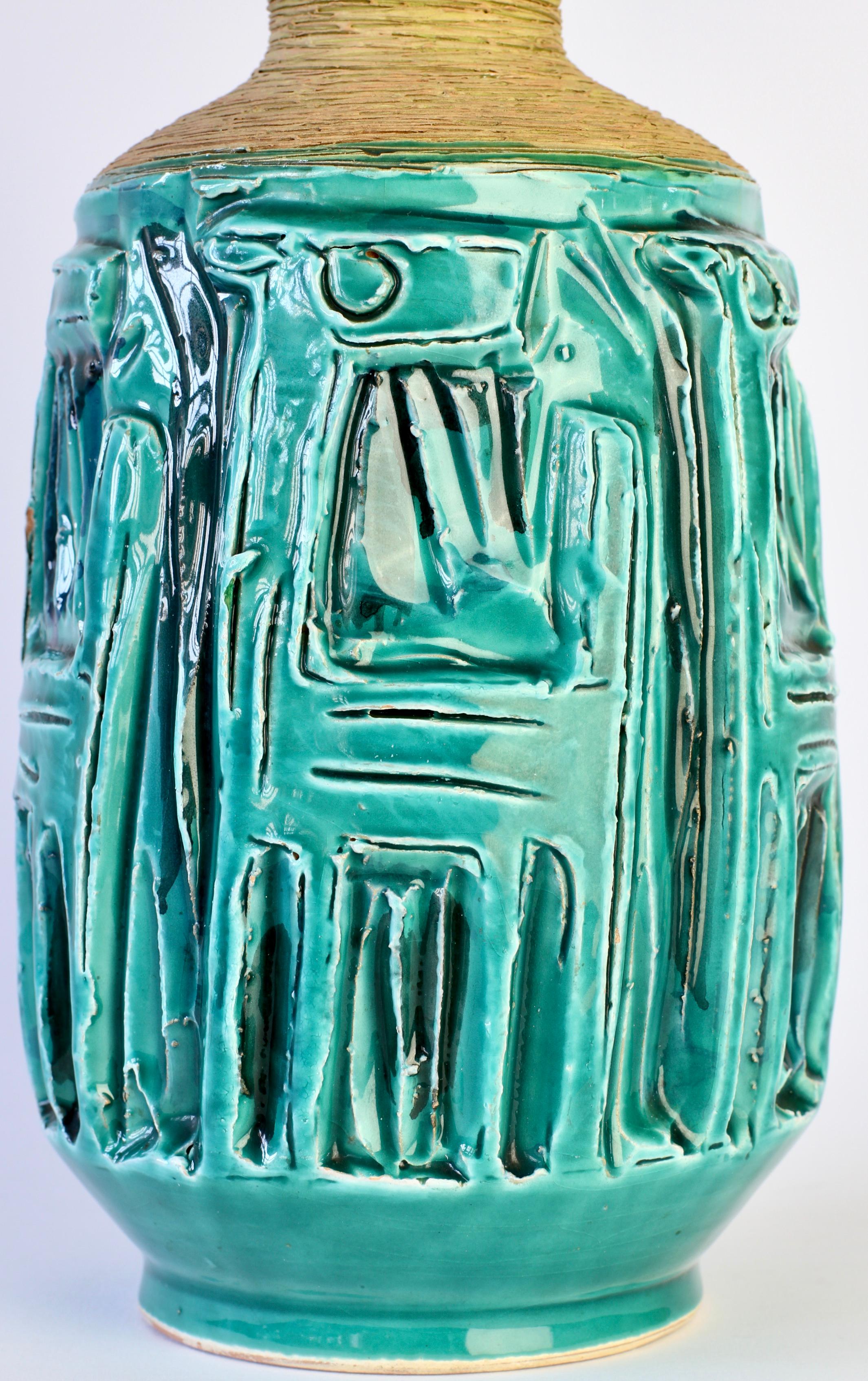 Midcentury Turquoise Italian Ceramic Vase by Fratelli Fanciullacci, circa 1960 For Sale 4