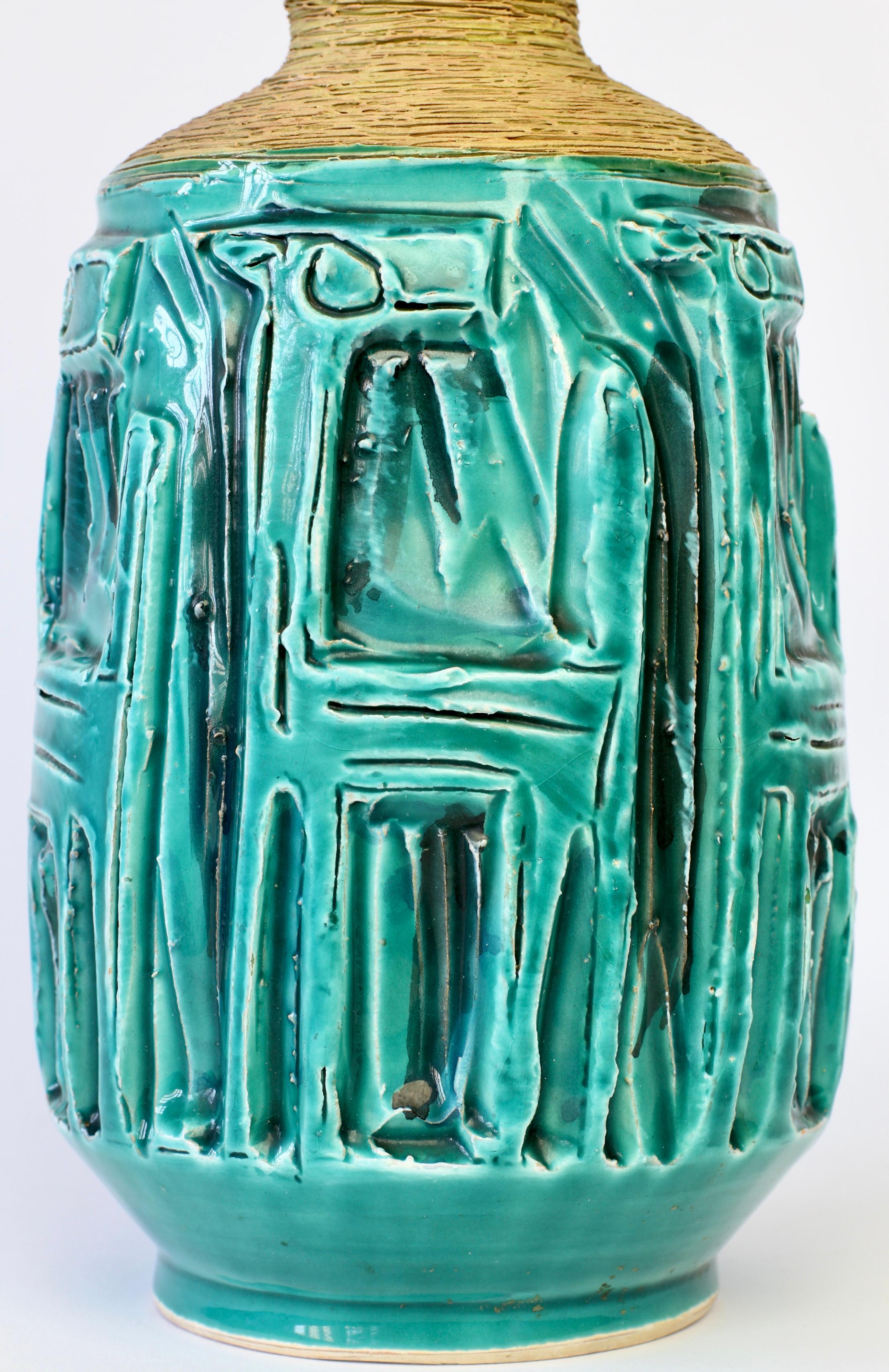Vase en céramique italienne turquoise du milieu du siècle par Fratelli Fanciullacci, vers 1960 en vente 8
