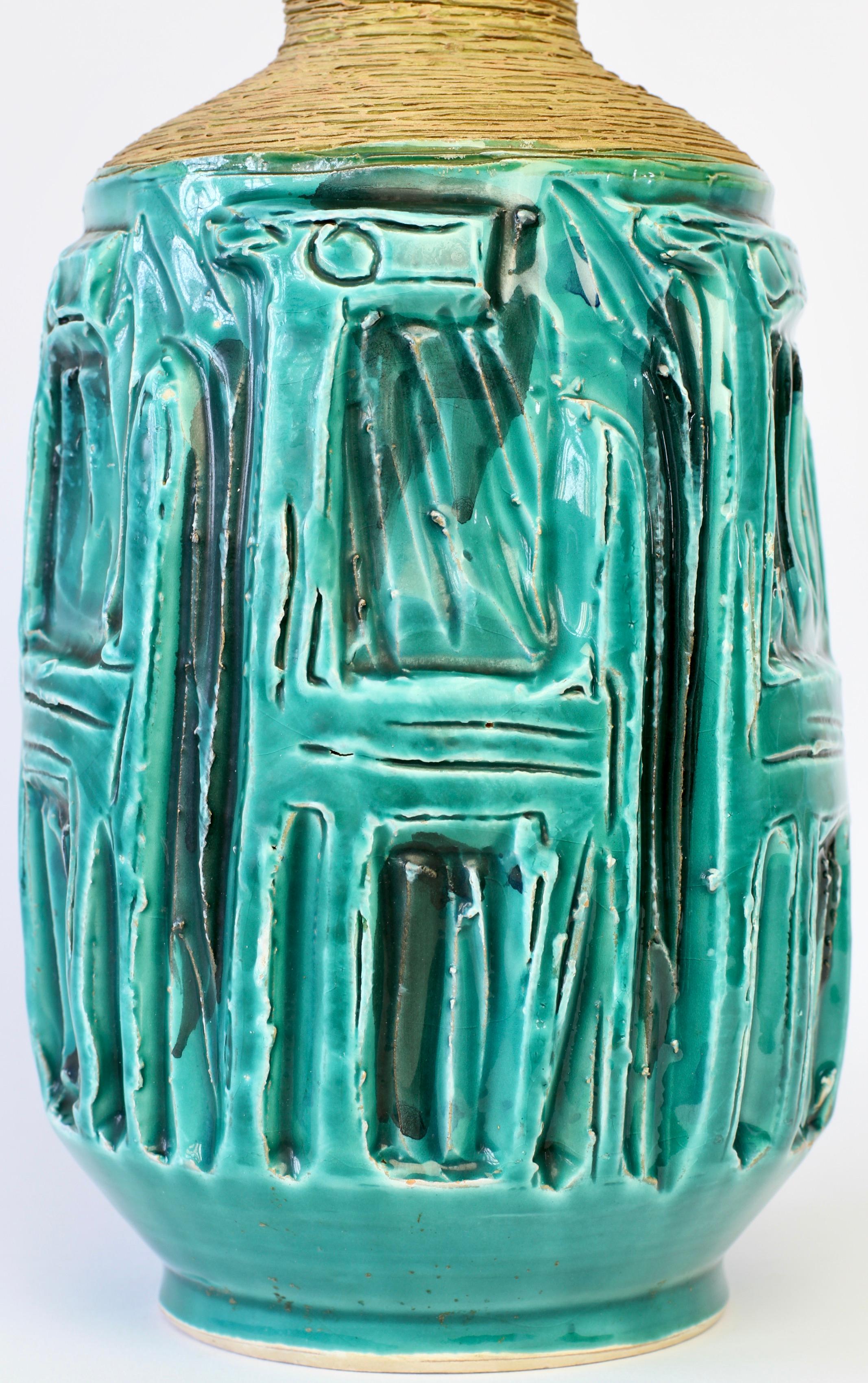 Midcentury Turquoise Italian Ceramic Vase by Fratelli Fanciullacci, circa 1960 For Sale 6
