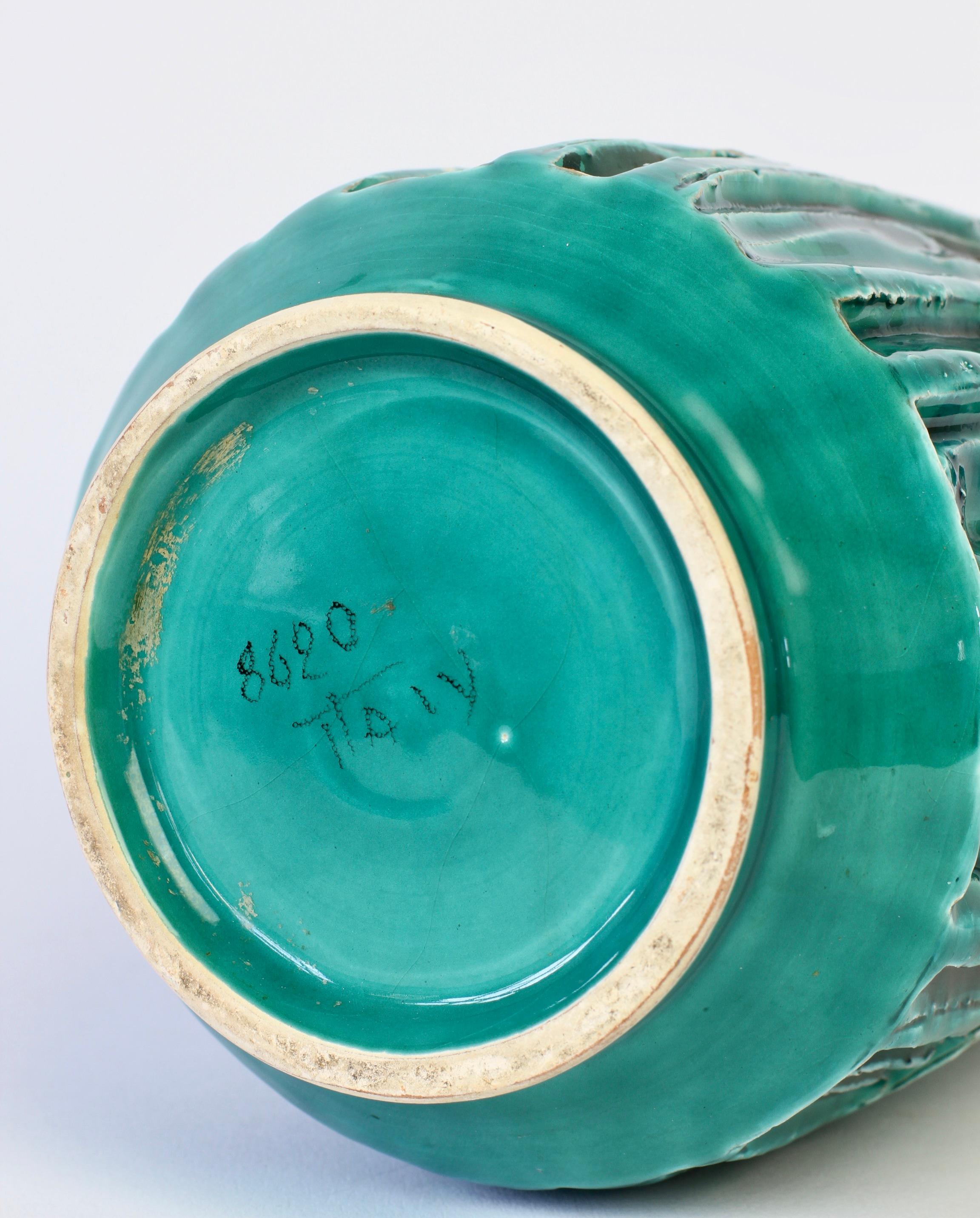 Midcentury Turquoise Italian Ceramic Vase by Fratelli Fanciullacci, circa 1960 For Sale 7