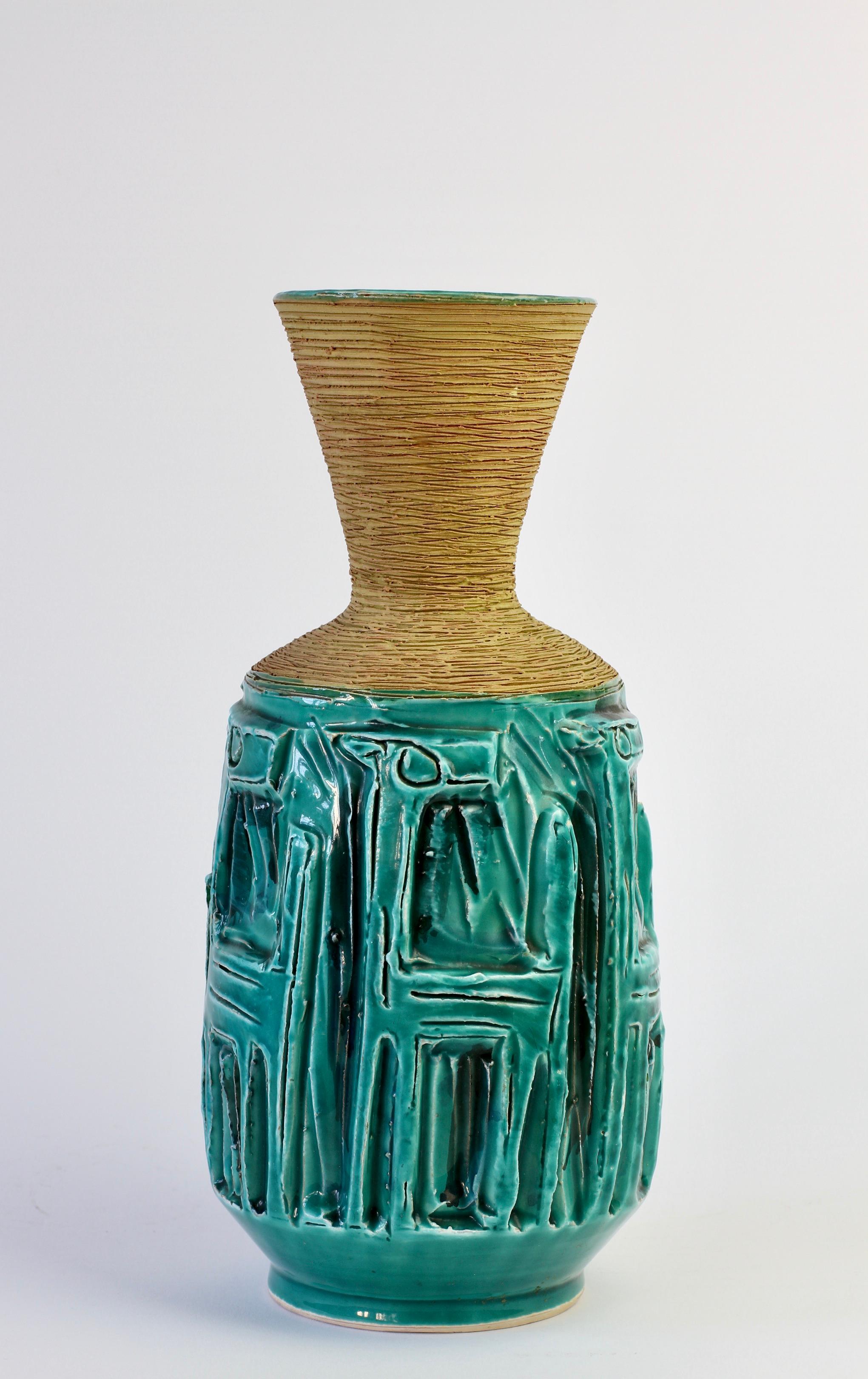 Vase en céramique italienne turquoise du milieu du siècle par Fratelli Fanciullacci, vers 1960 Bon état - En vente à Landau an der Isar, Bayern