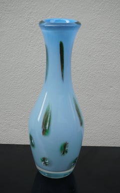 Mid-Century Turquoise Murano Glass Vase