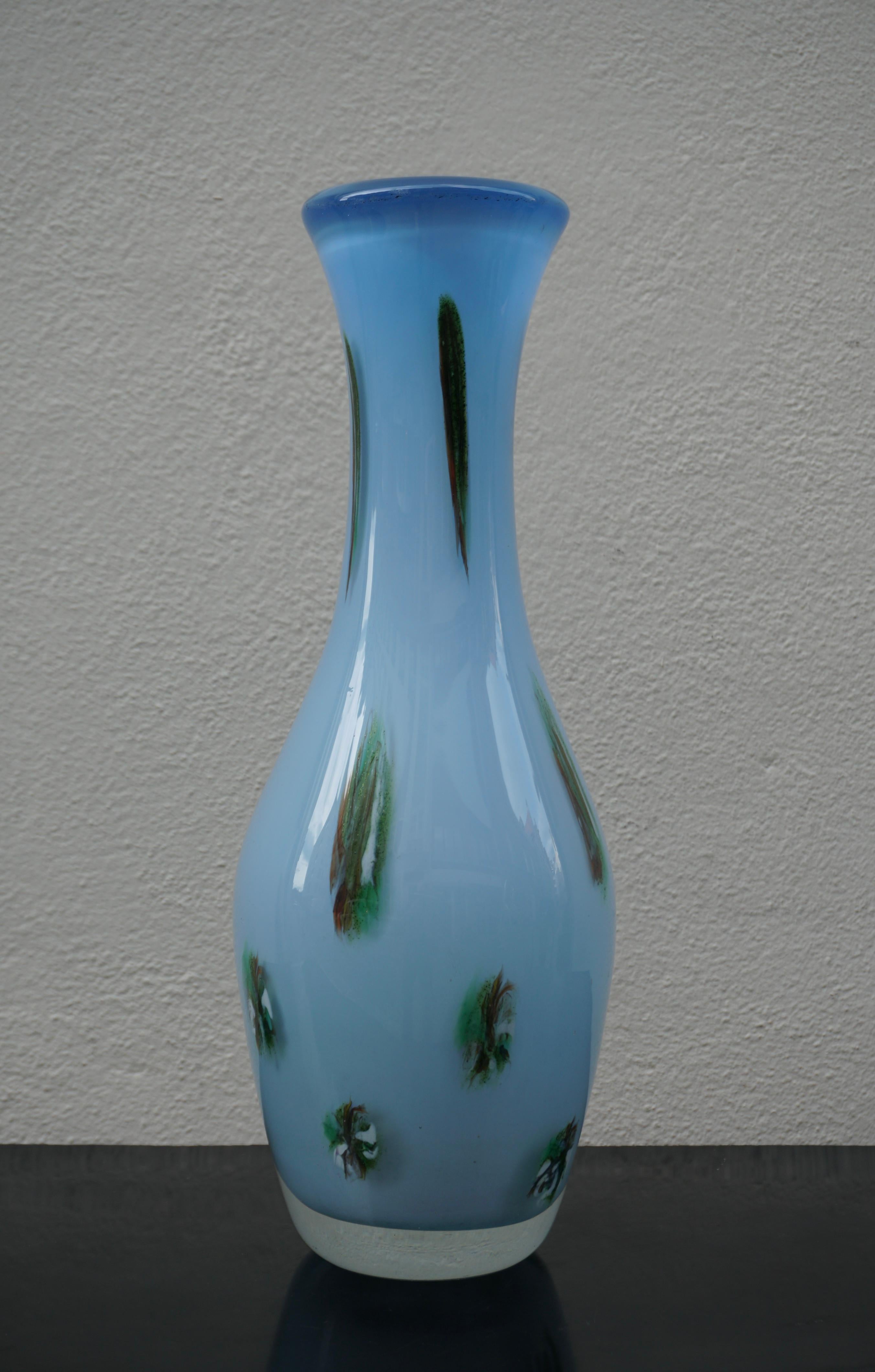 Mid-Century Modern Mid-Century Turquoise Murano Glass Vase For Sale