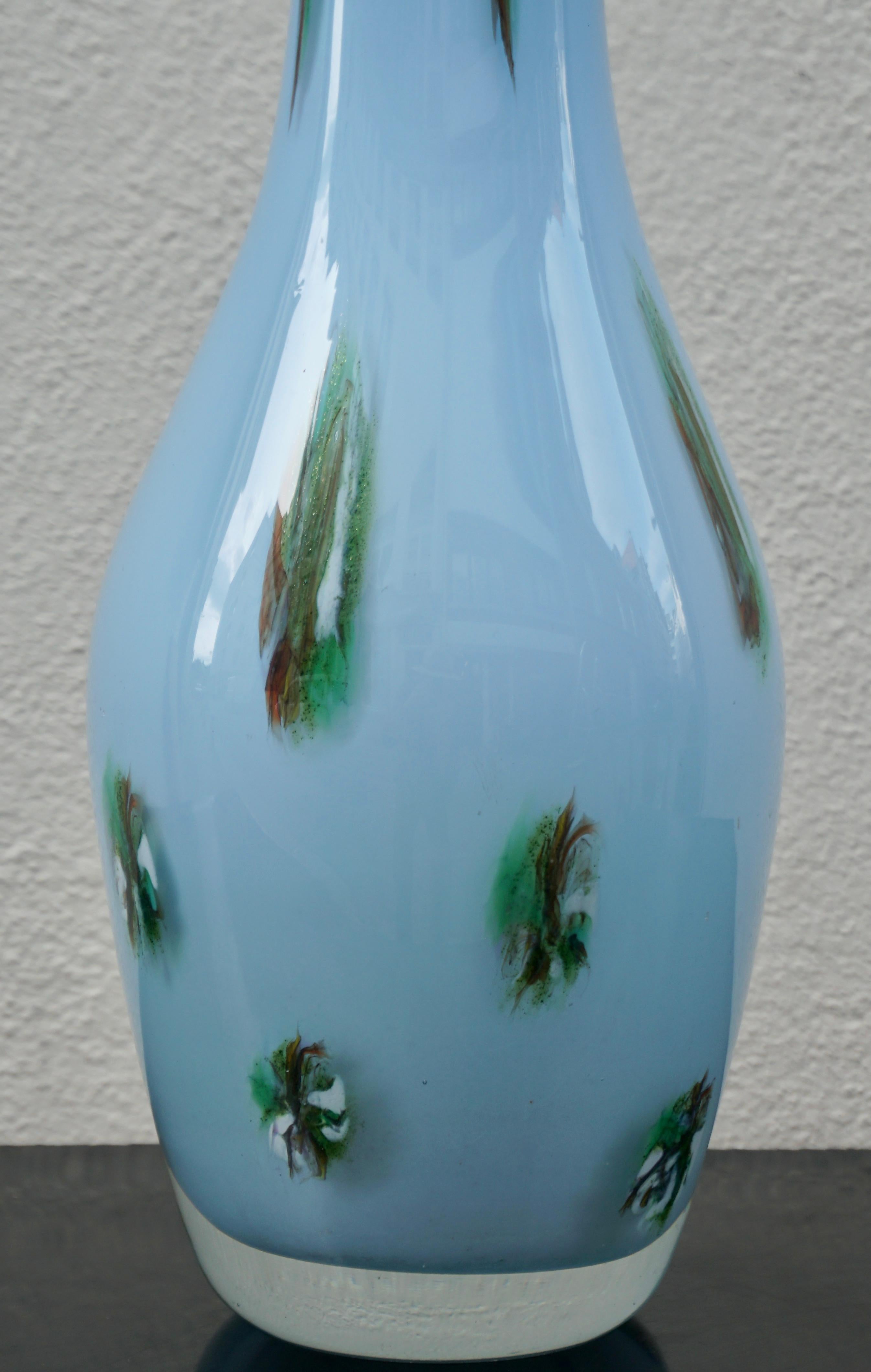 Italian Mid-Century Turquoise Murano Glass Vase For Sale