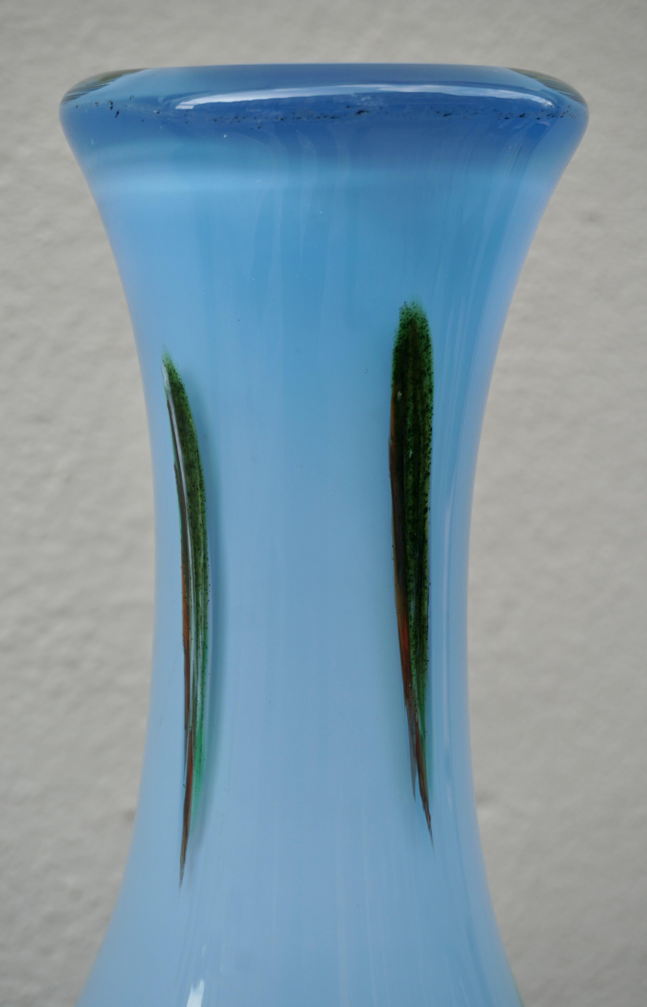 20th Century Mid-Century Turquoise Murano Glass Vase For Sale