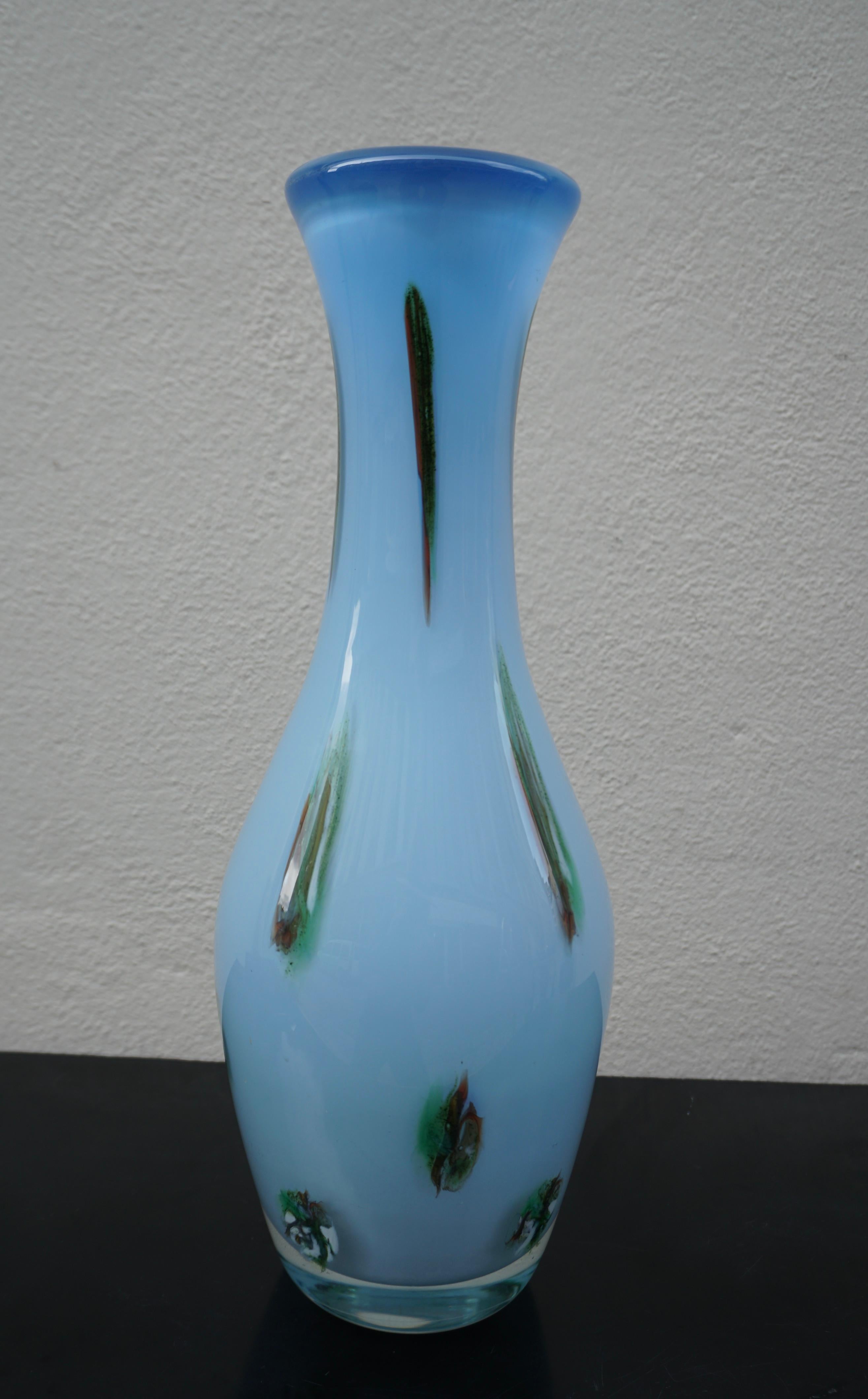 Mid-Century Turquoise Murano Glass Vase For Sale 1