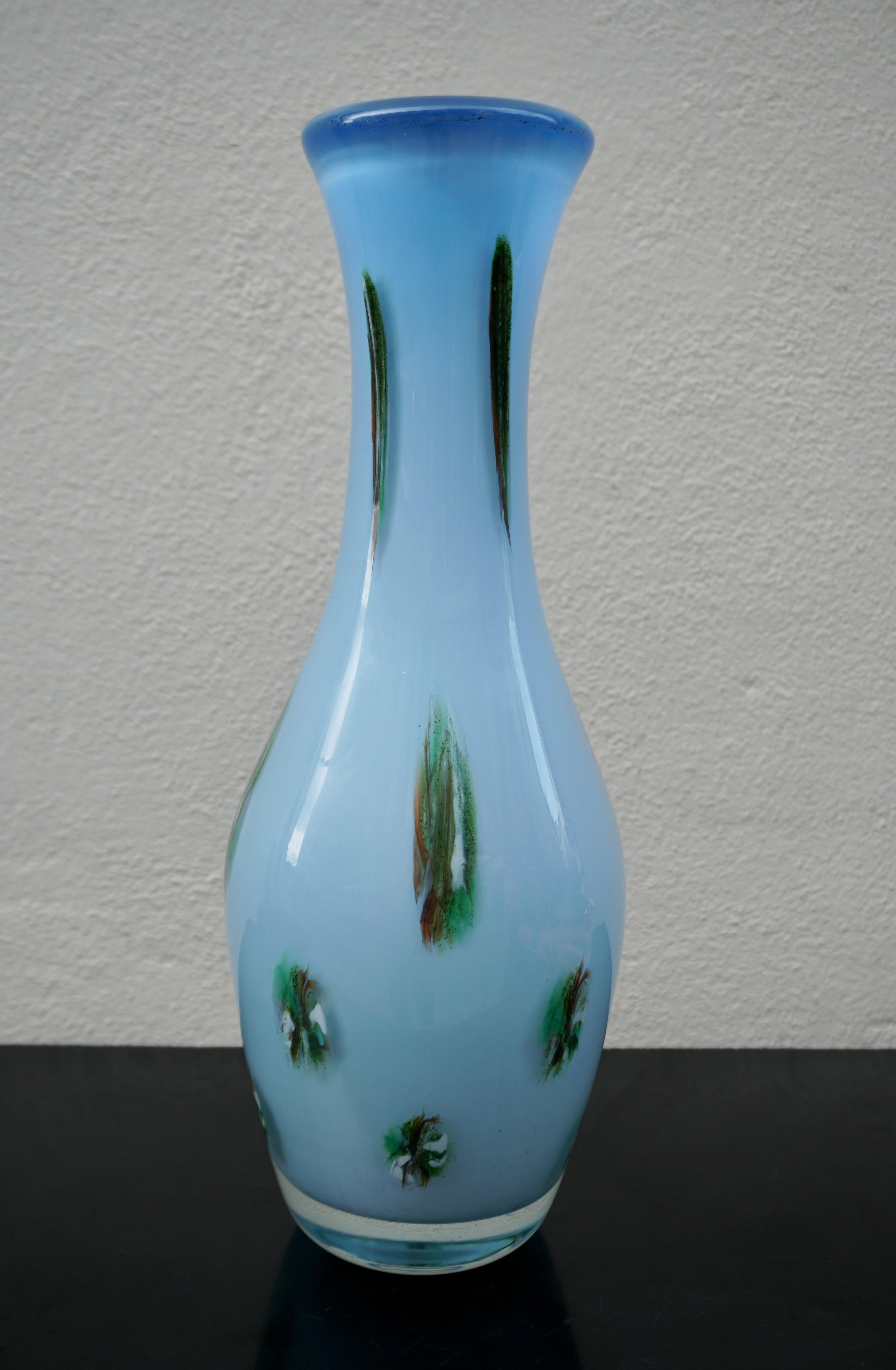 Mid-Century Turquoise Murano Glass Vase For Sale 2