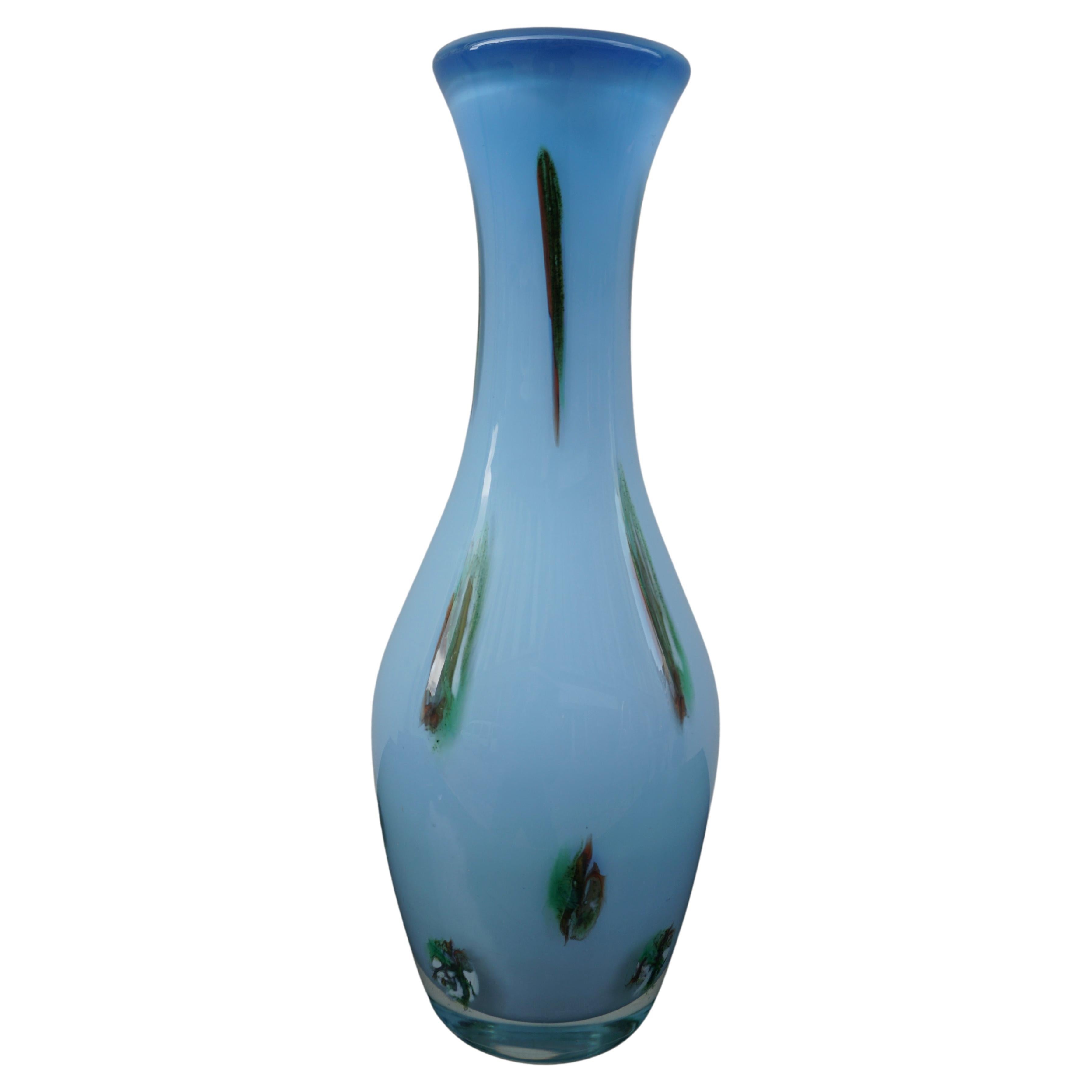 Mid-Century Turquoise Murano Glass Vase For Sale