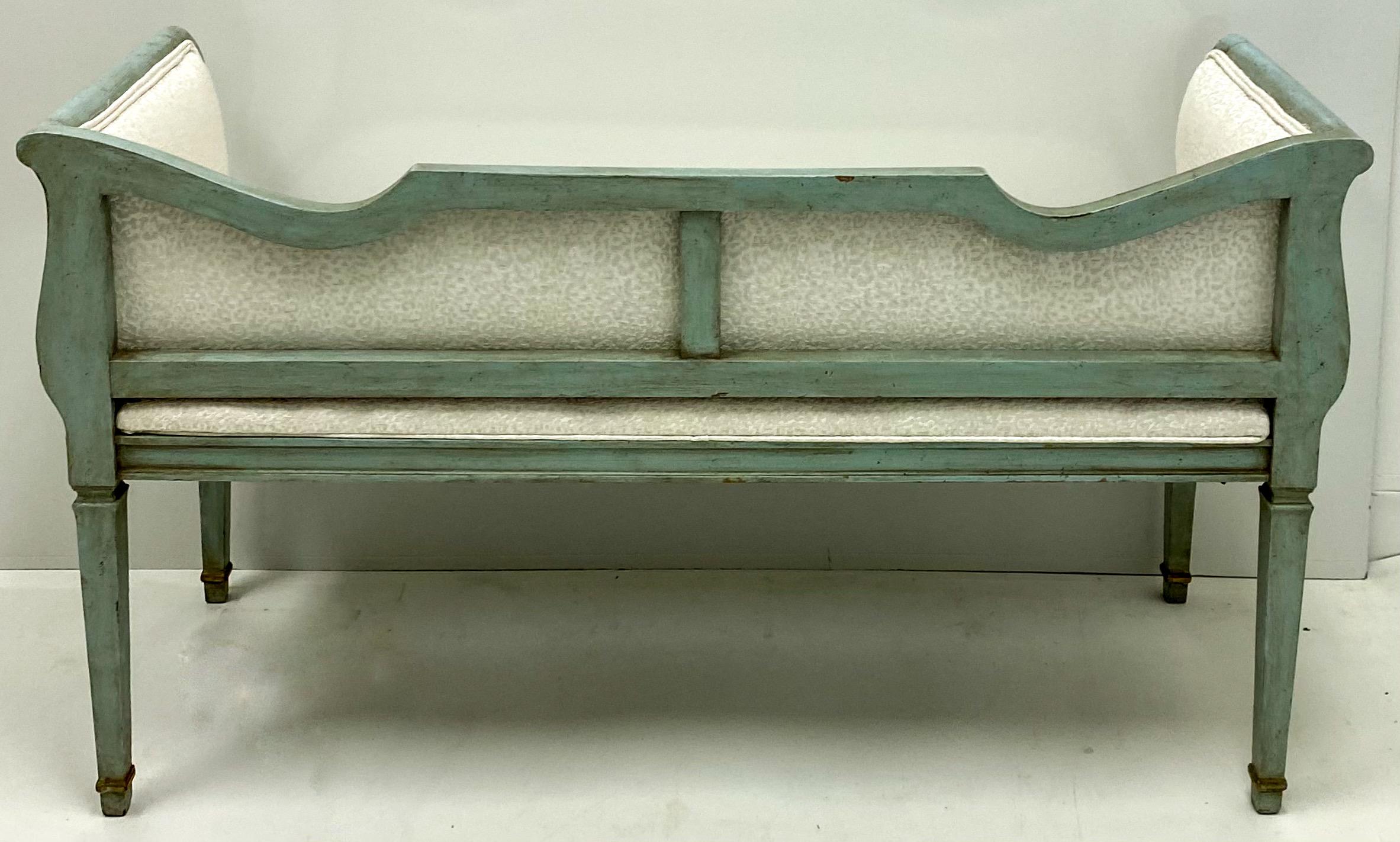 Midcentury Turquoise Painted Italian Bench In Good Condition In Kennesaw, GA