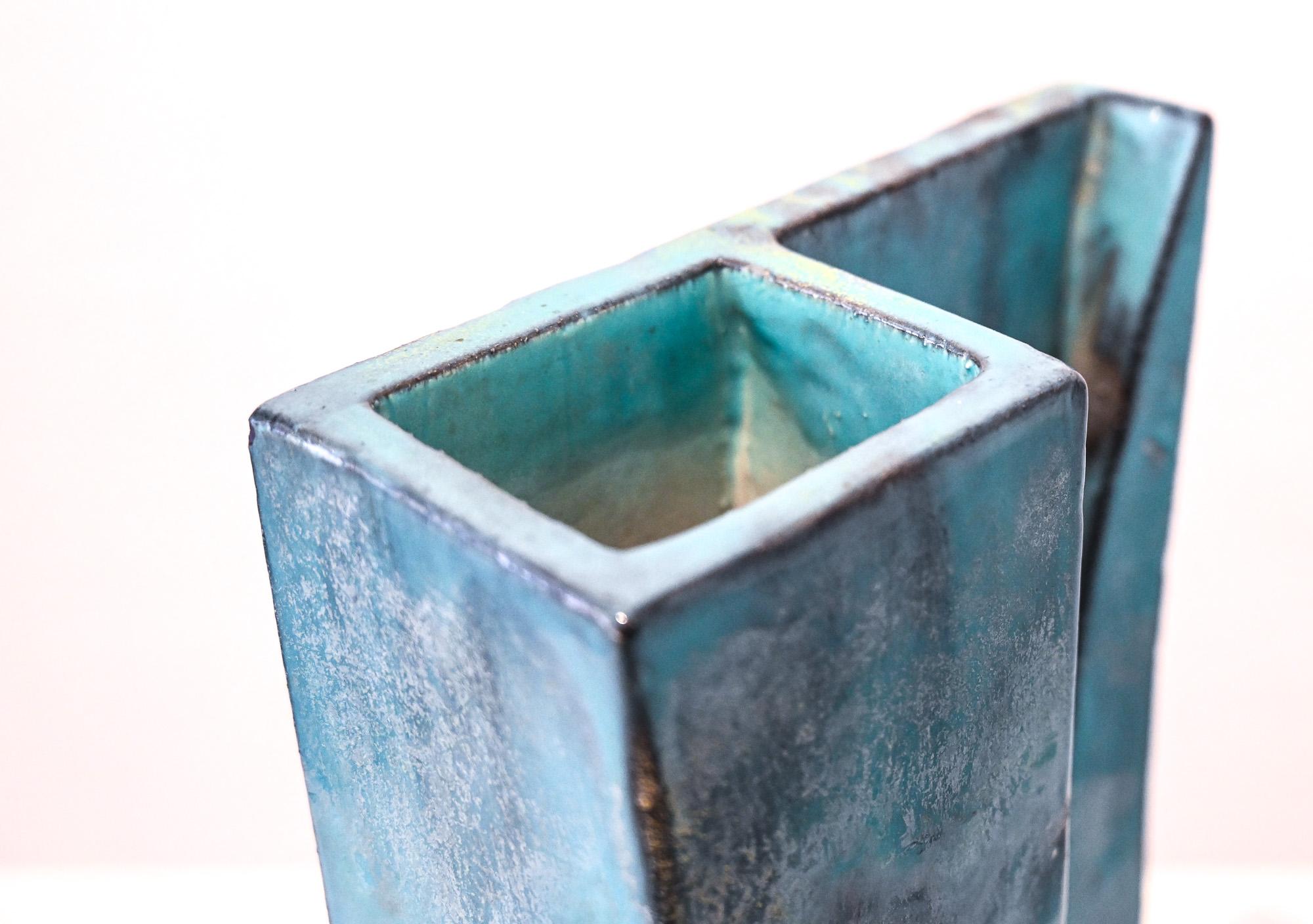 Vase en dalles turquoise du milieu du siècle dernier par Marcello Fantoni, Italie en vente 4