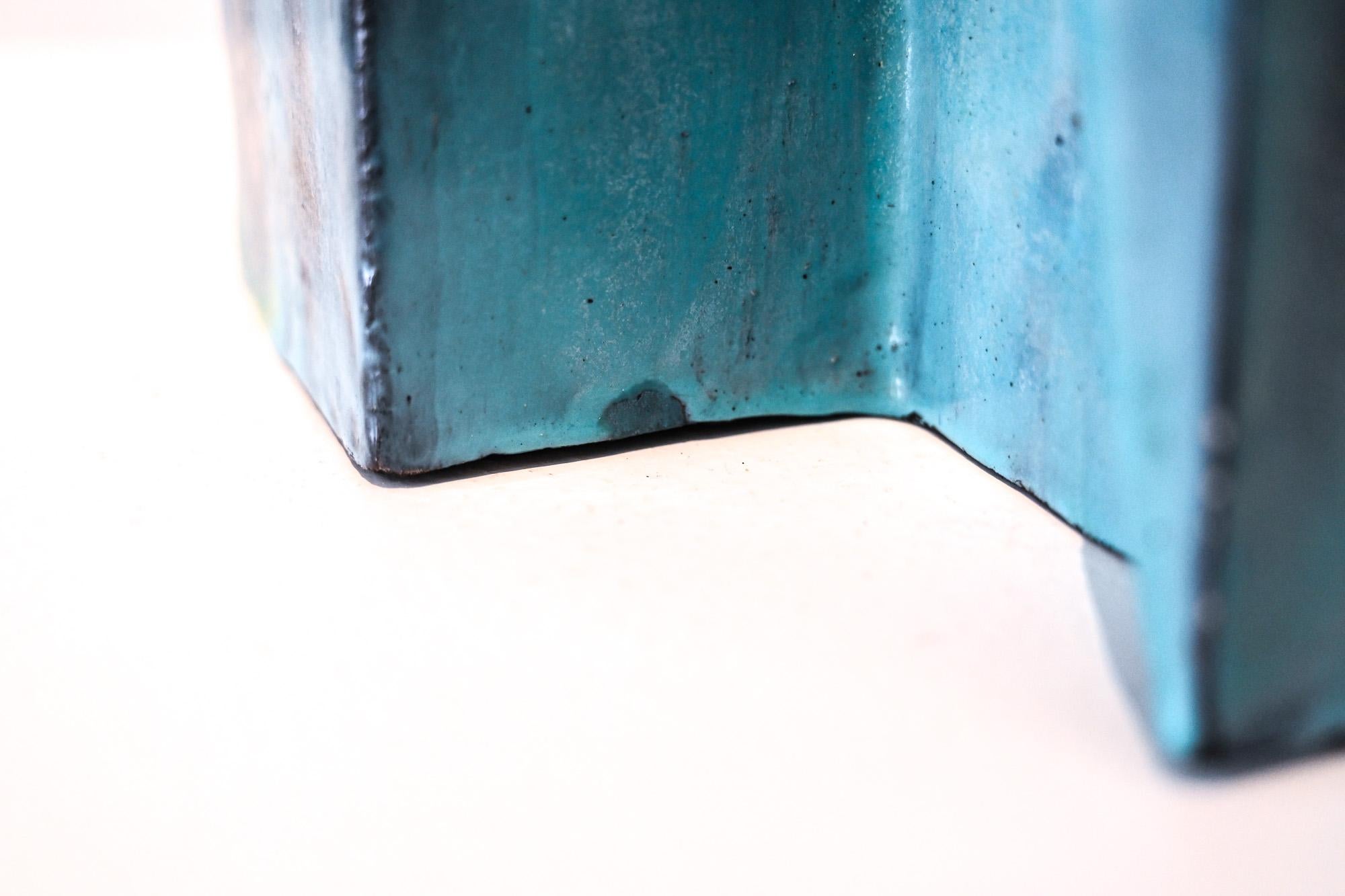 Céramique Vase en dalles turquoise du milieu du siècle dernier par Marcello Fantoni, Italie en vente