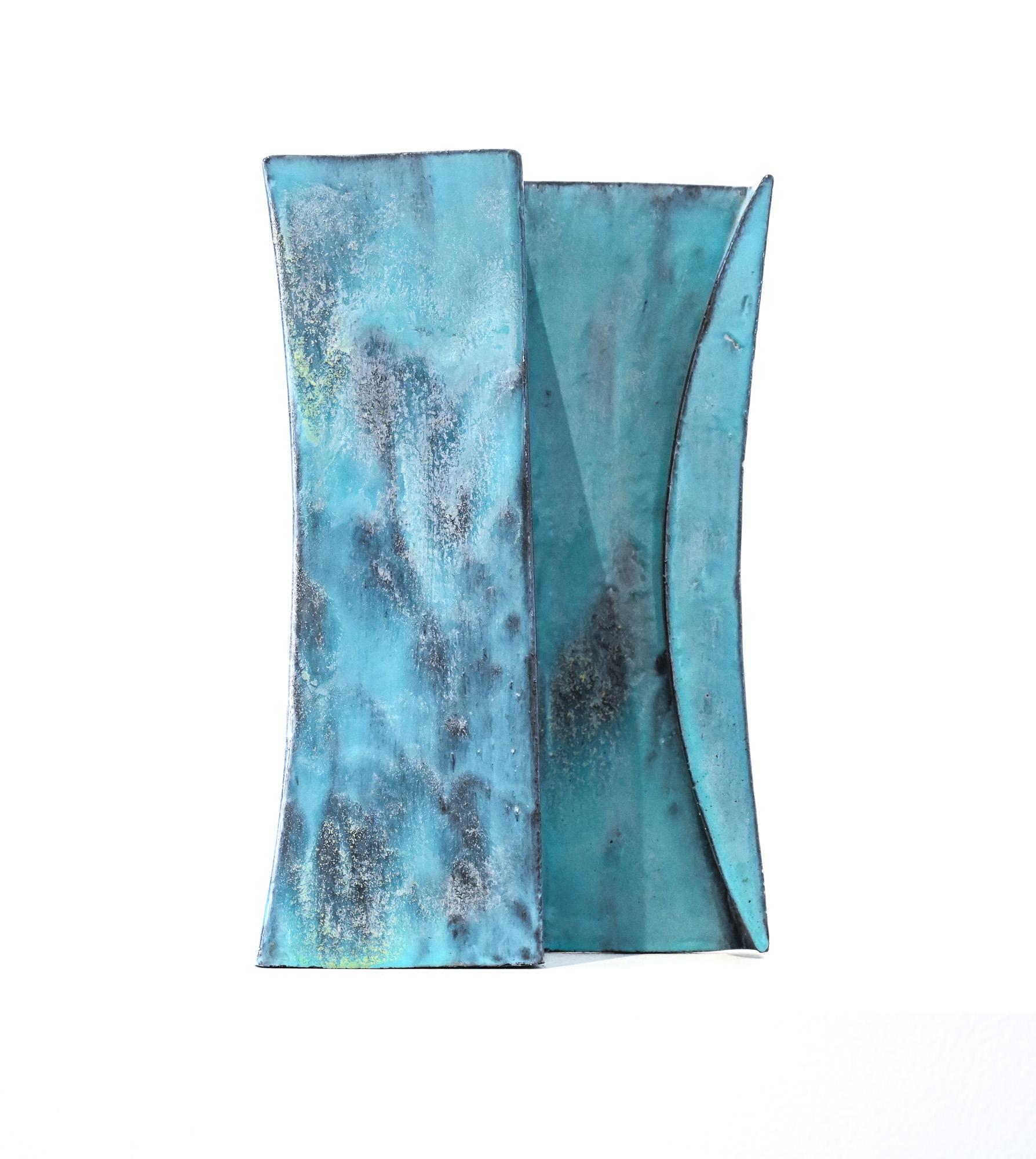 Vase en dalles turquoise du milieu du siècle dernier par Marcello Fantoni, Italie en vente 1